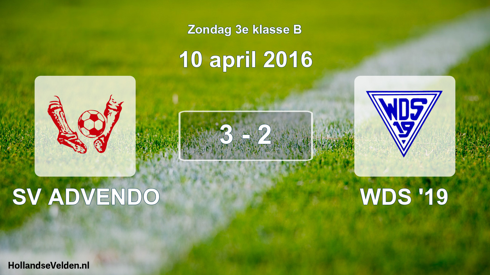 Total number of matches played: SV ADVENDO - WDS '19 3 - 2 (10 April 2016)