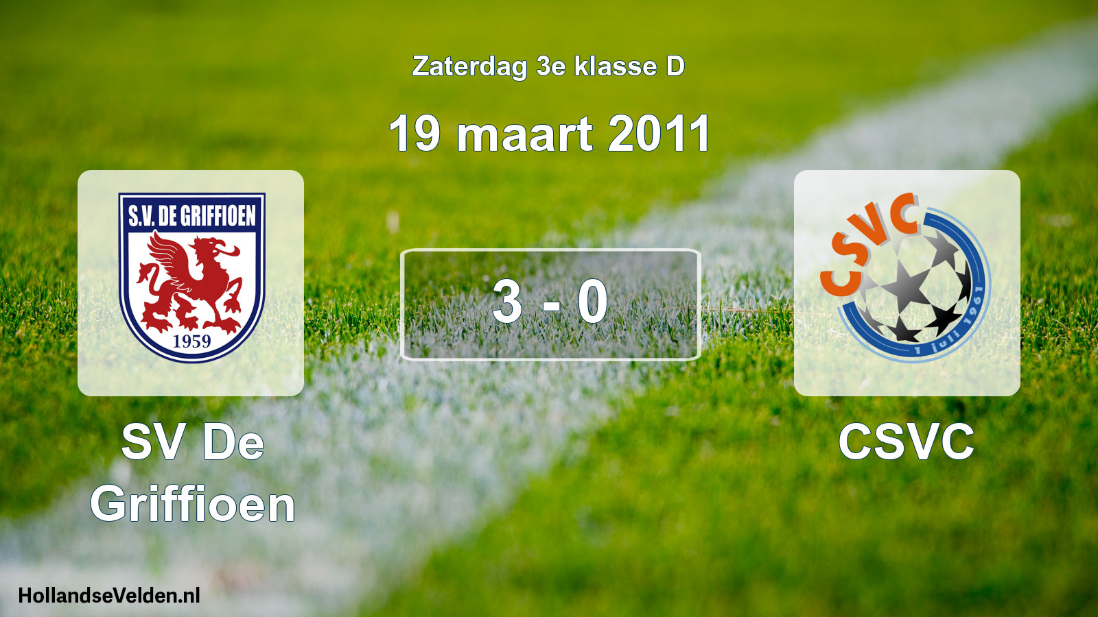Total number of matches played: SV De Griffioen - CSVC 3 - 0 (19 March 2011)
