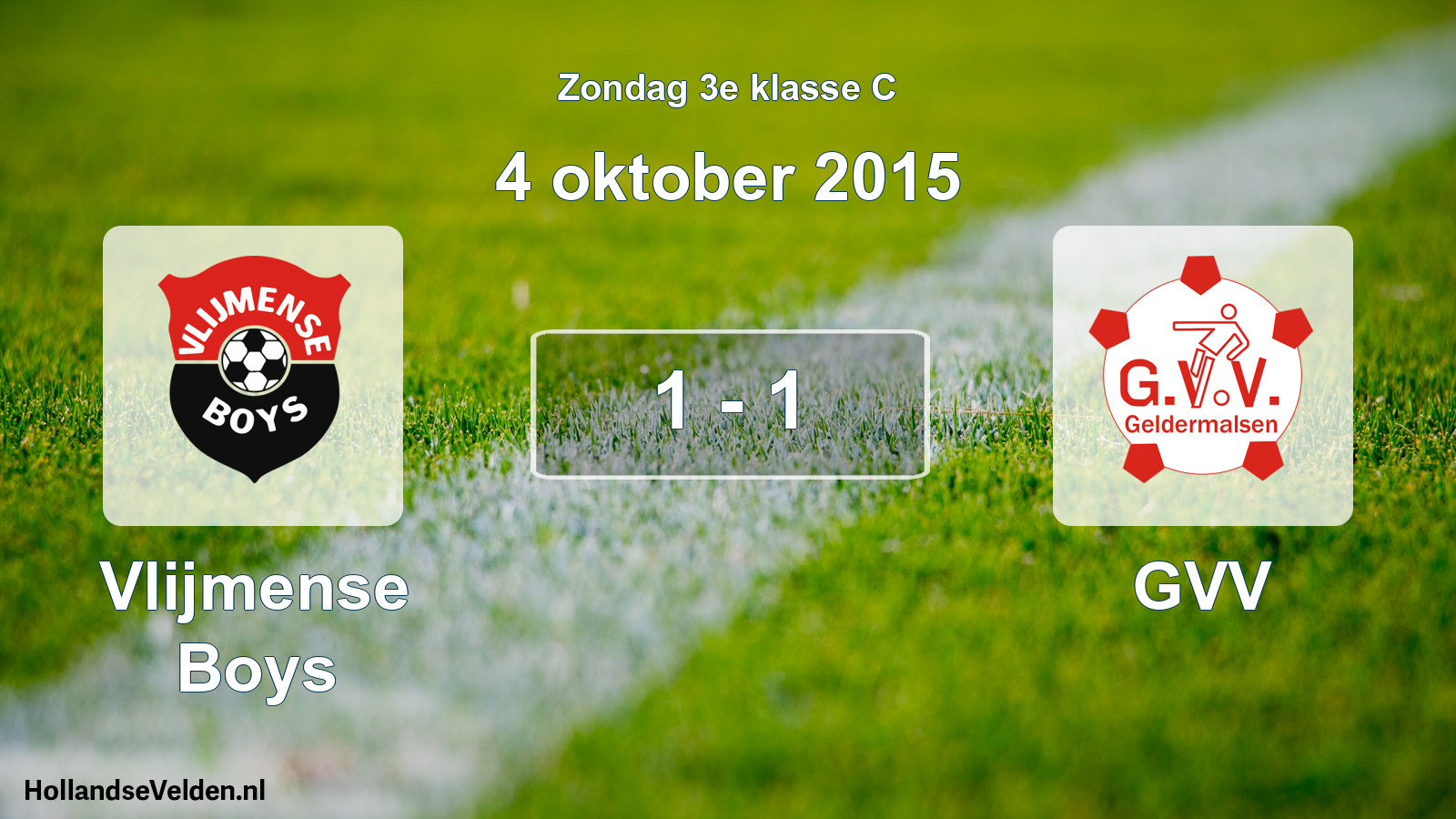 Total number of matches played: Vlijmense Boys - GVV 1 - 1 (4 October 2015)