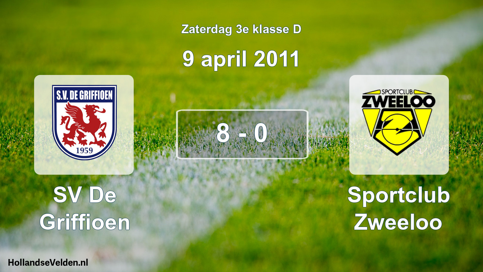 Total number of matches played: SV De Griffioen - Sportclub Zweeloo 8 - 0 (9 April 2011)