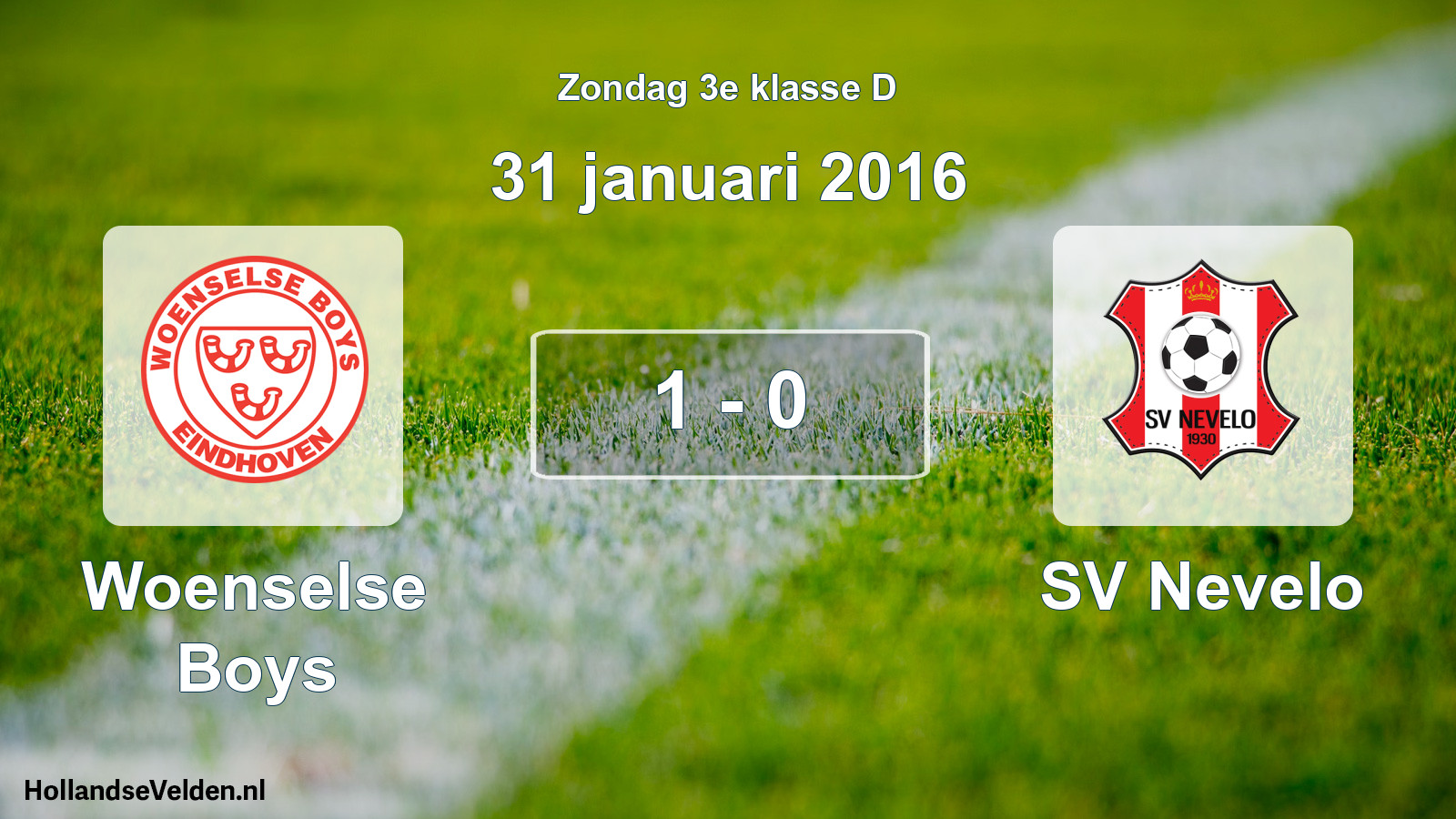 Total number of matches played: Woenselse Boys - SV Nevelo 1 - 0 (31 January 2016)