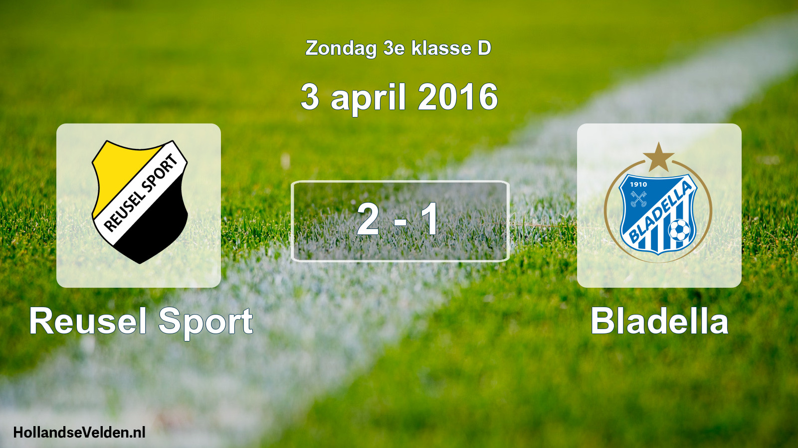 Total number of matches played: Reusel Sport - Bladella 2 - 1 (3 April 2016)