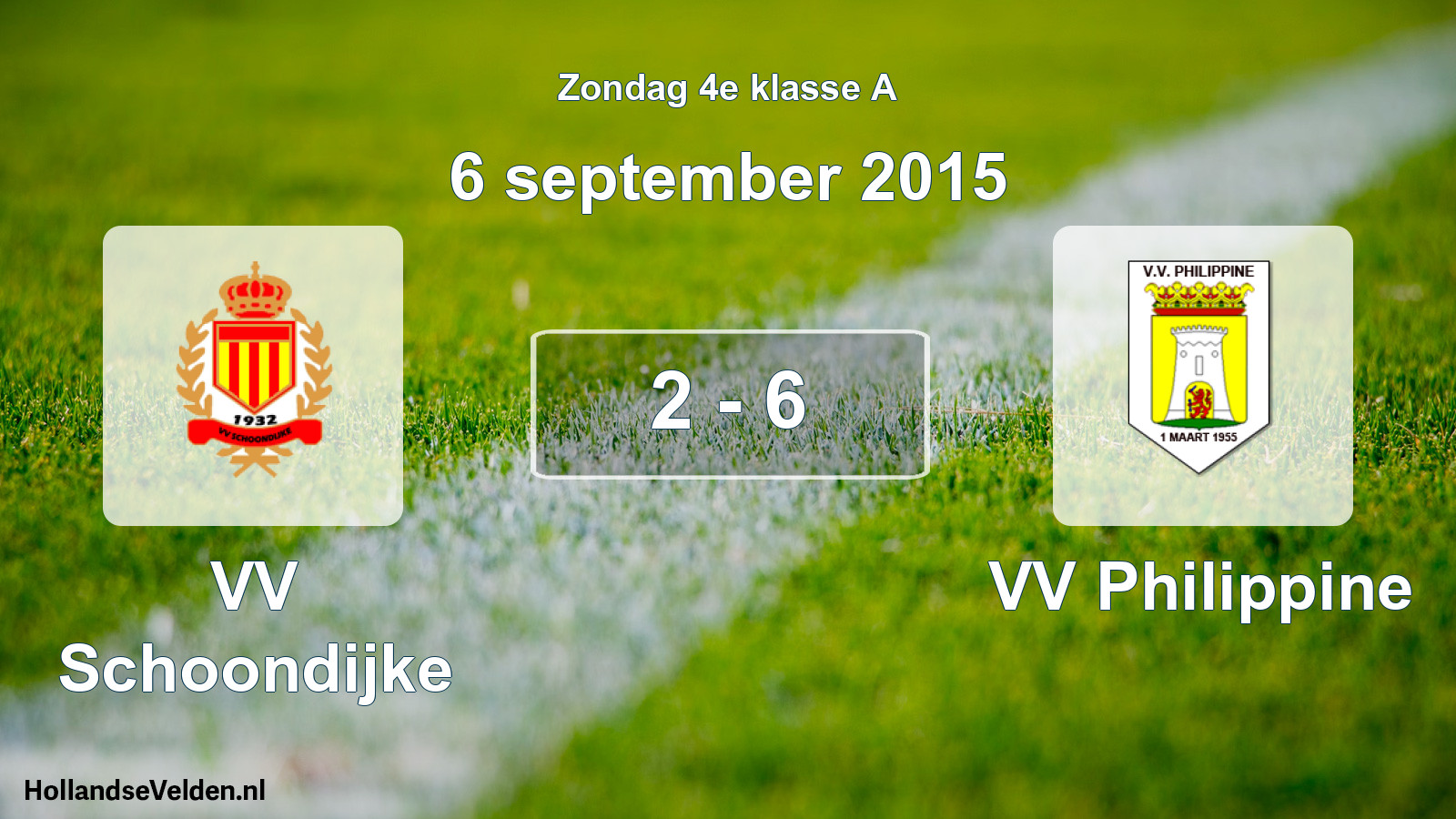 Total number of matches played: VV Schoondijke - VV Philippine 2 - 6 (6 September 2015)