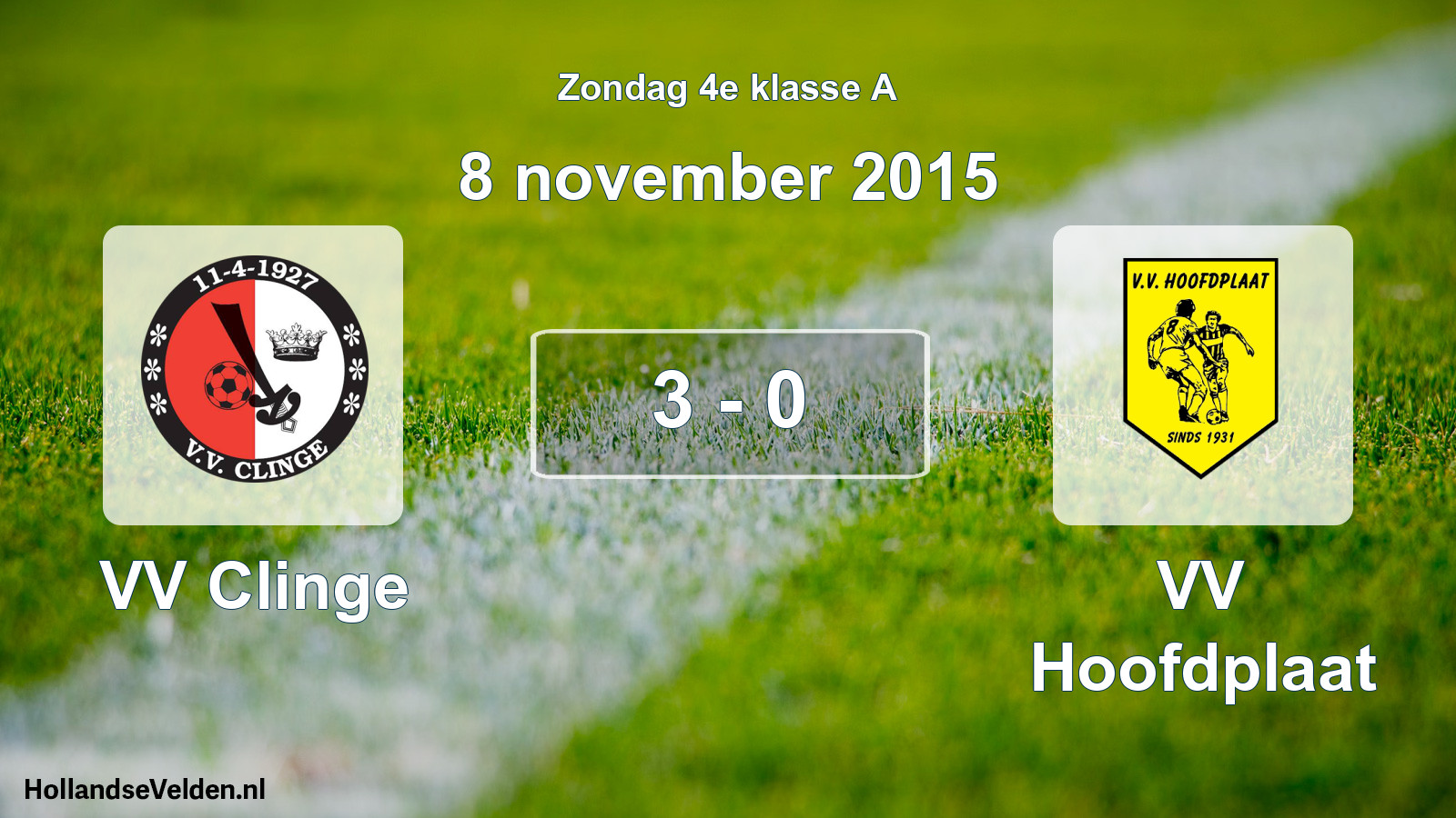 Total number of matches played: VV Clinge - VV Hoofdplaat 3 - 0 (8 November 2015)