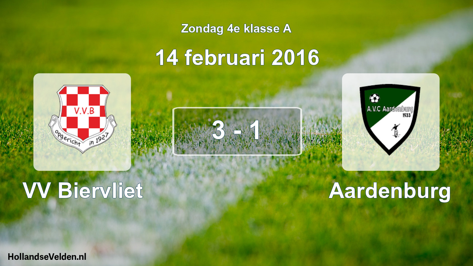 Total number of matches played: VV Biervliet - Aardenburg 3 - 1 (14 February 2016)