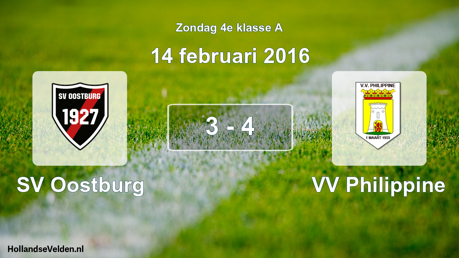 Total number of matches played: SV Oostburg - VV Philippine 3 - 4 (14 February 2016)