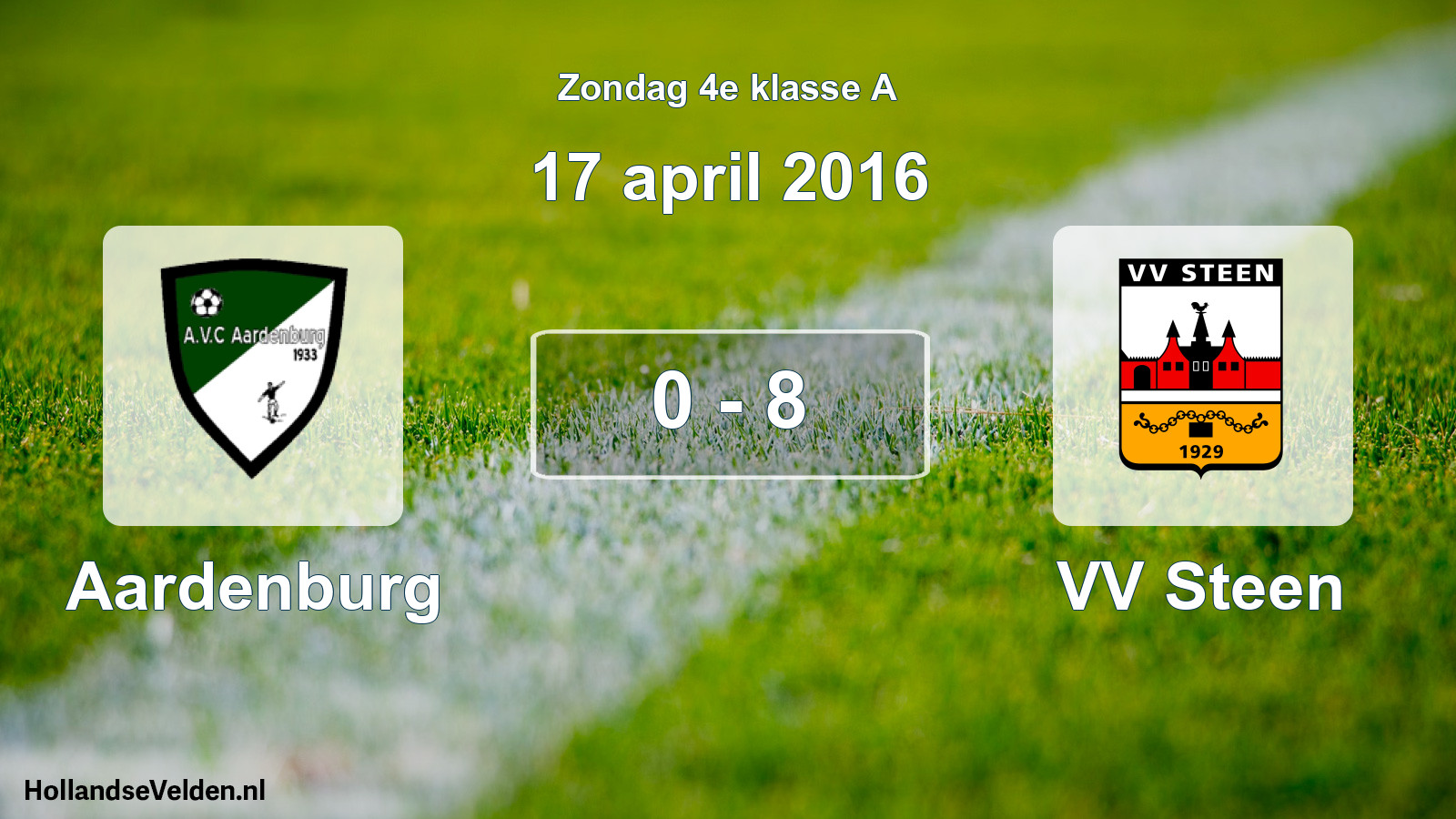 Total number of matches played: Aardenburg - VV Steen 0 - 8 (17 April 2016)