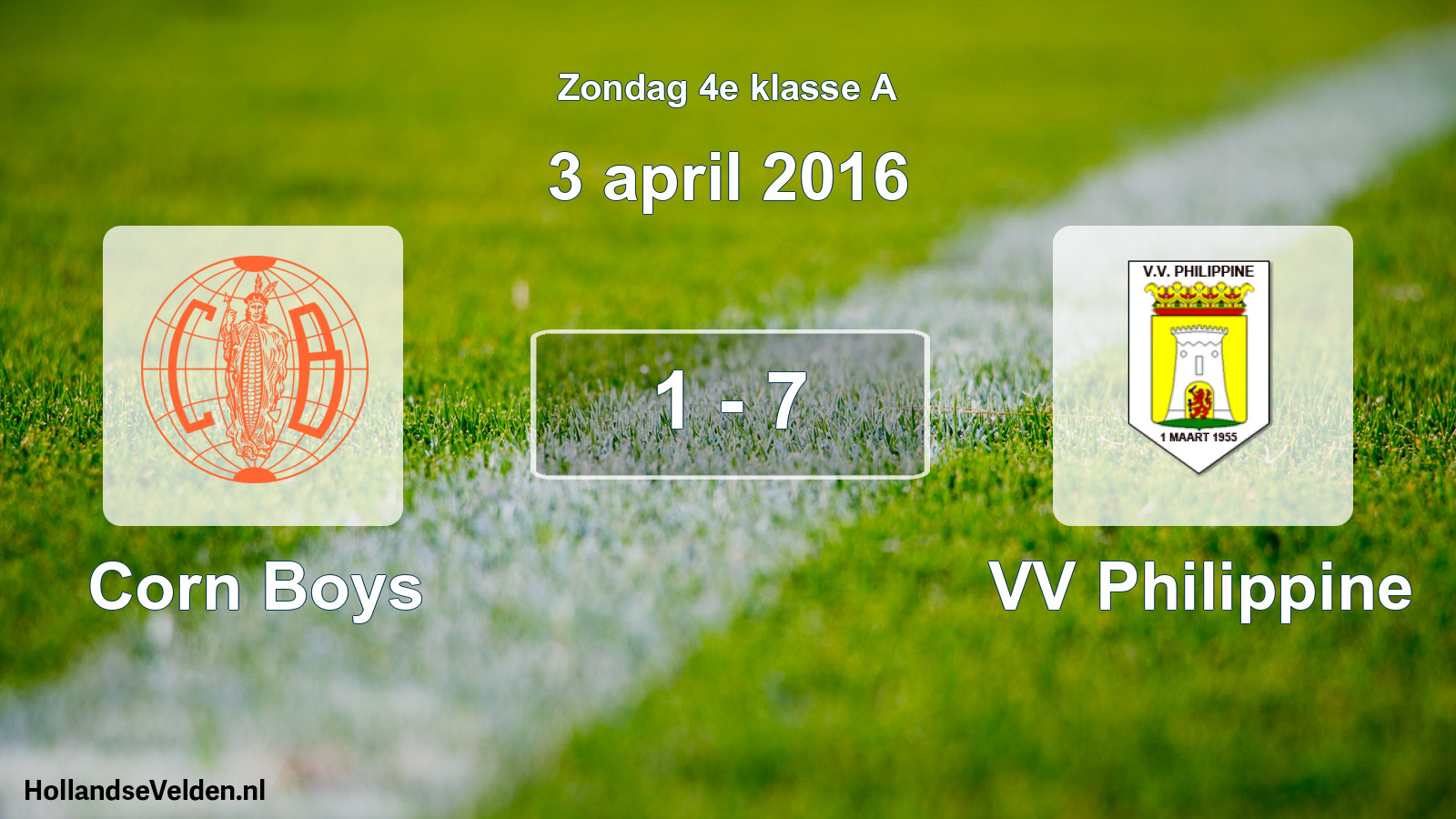 Total number of matches played: Corn Boys - VV Philippine 1 - 7 (3 April 2016)