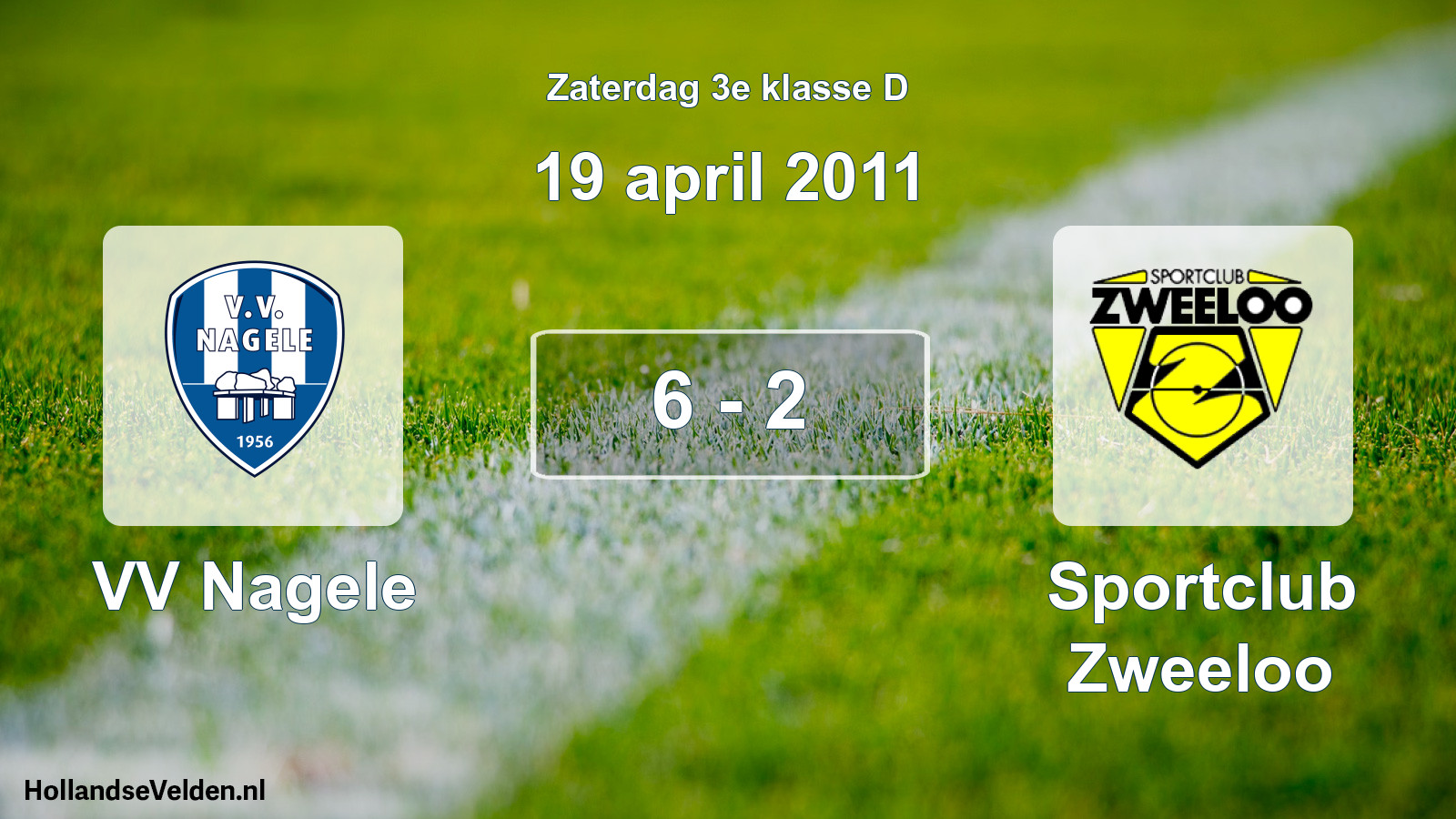 Total number of matches played: VV Nagele - Sportclub Zweeloo 6 - 2 (19 April 2011)