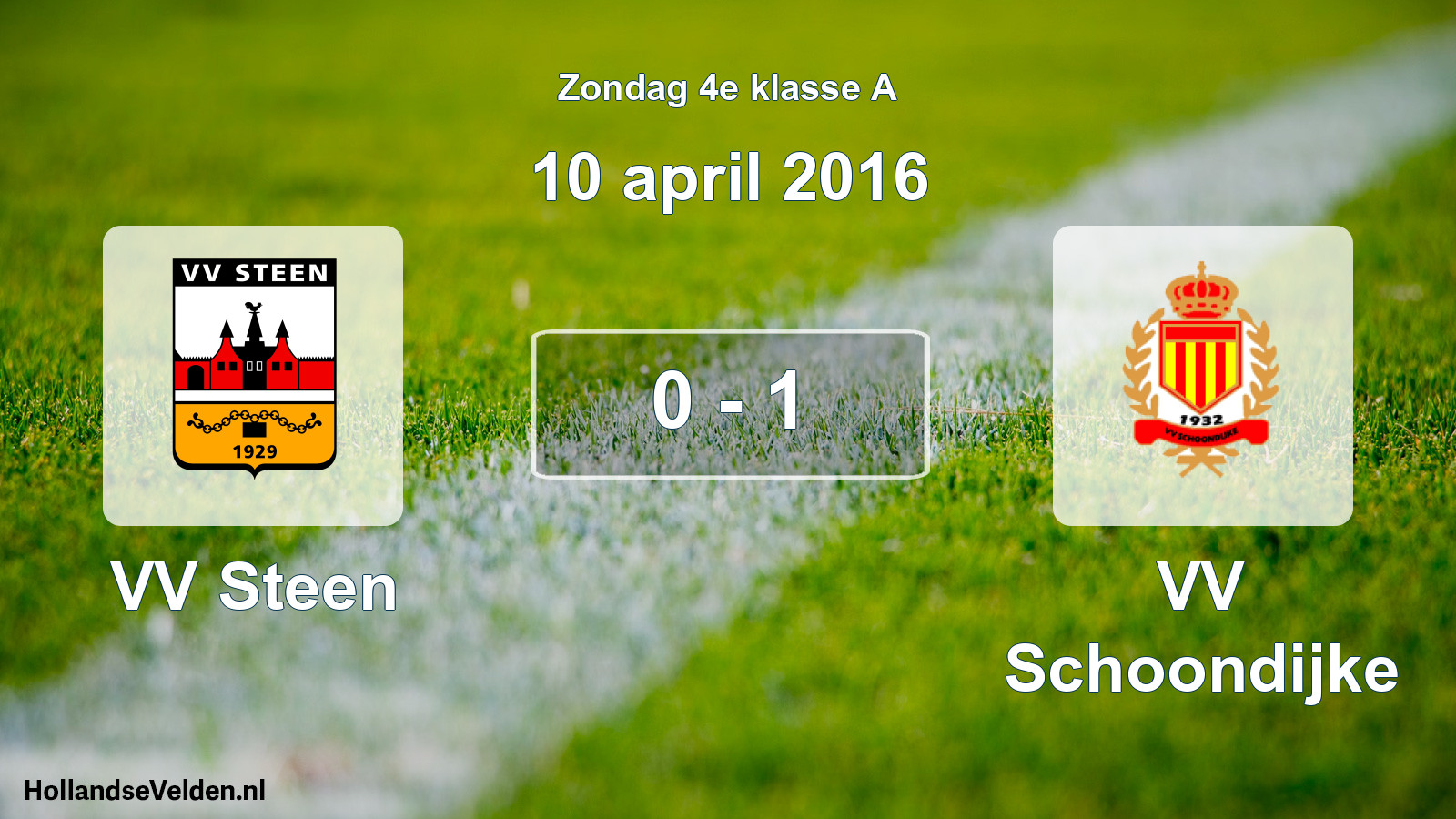 Total number of matches played: VV Steen - VV Schoondijke 0 - 1 (10 April 2016)