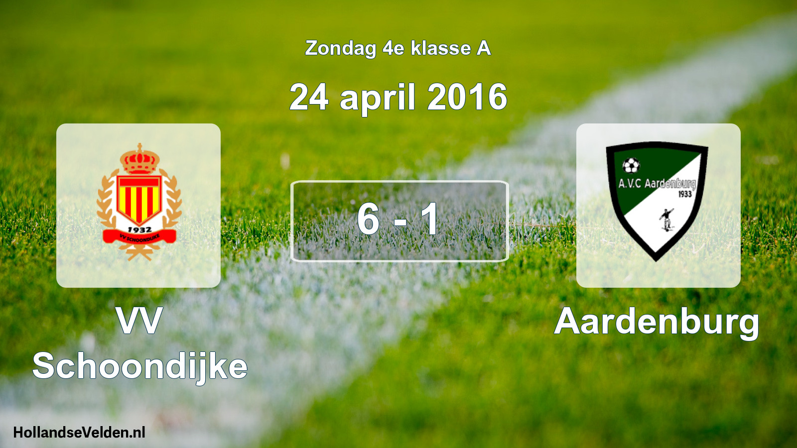 Total number of matches played: VV Schoondijke - Aardenburg 6 - 1 (24 April 2016)