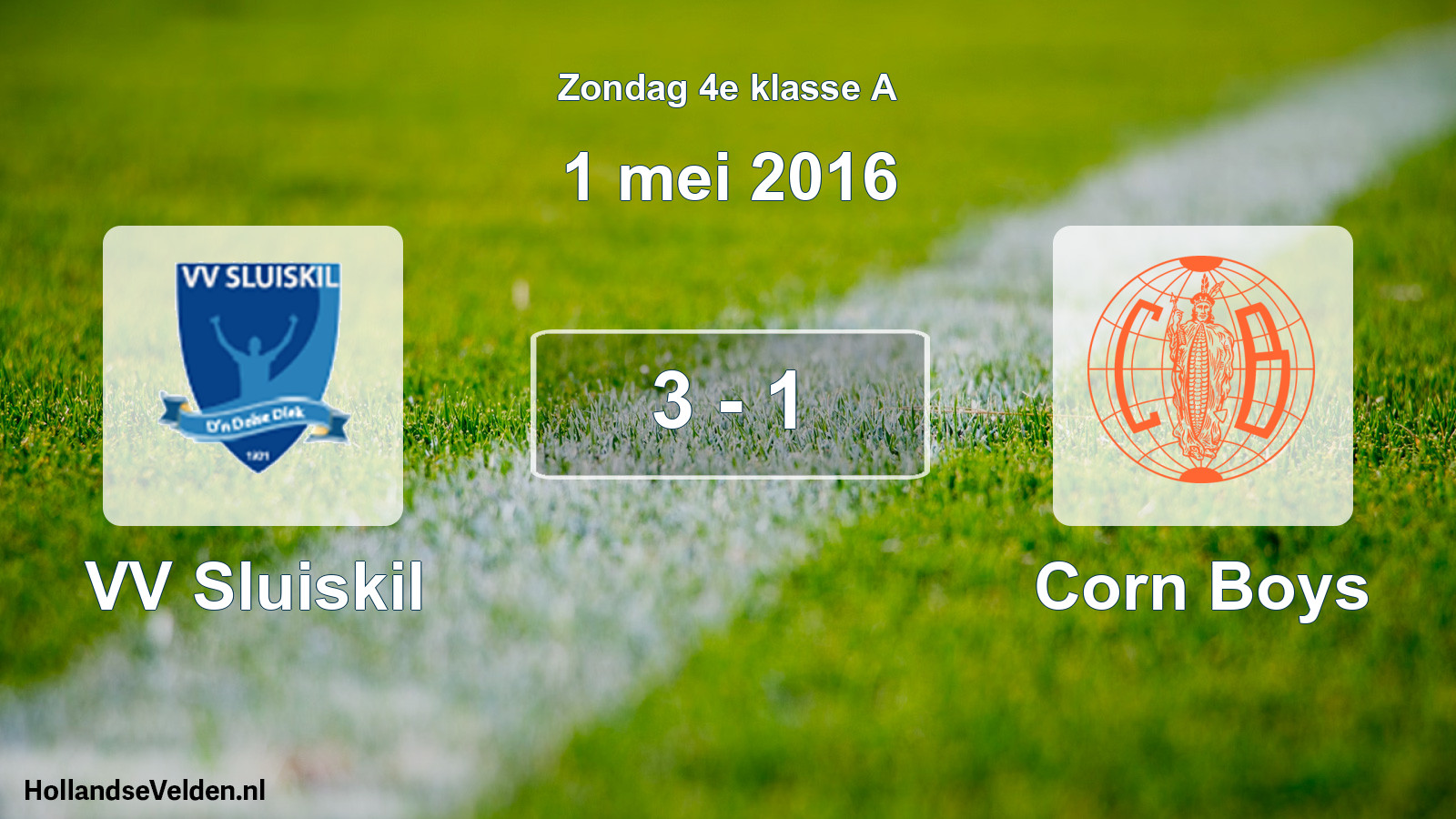 Total number of matches played: VV Sluiskil - Corn Boys 3 - 1 (1 May 2016)