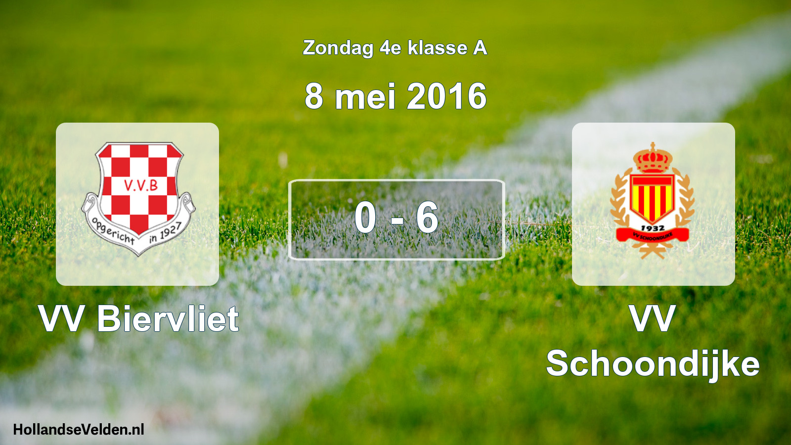 Total number of matches played: VV Biervliet - VV Schoondijke 0 - 6 (8 May 2016)