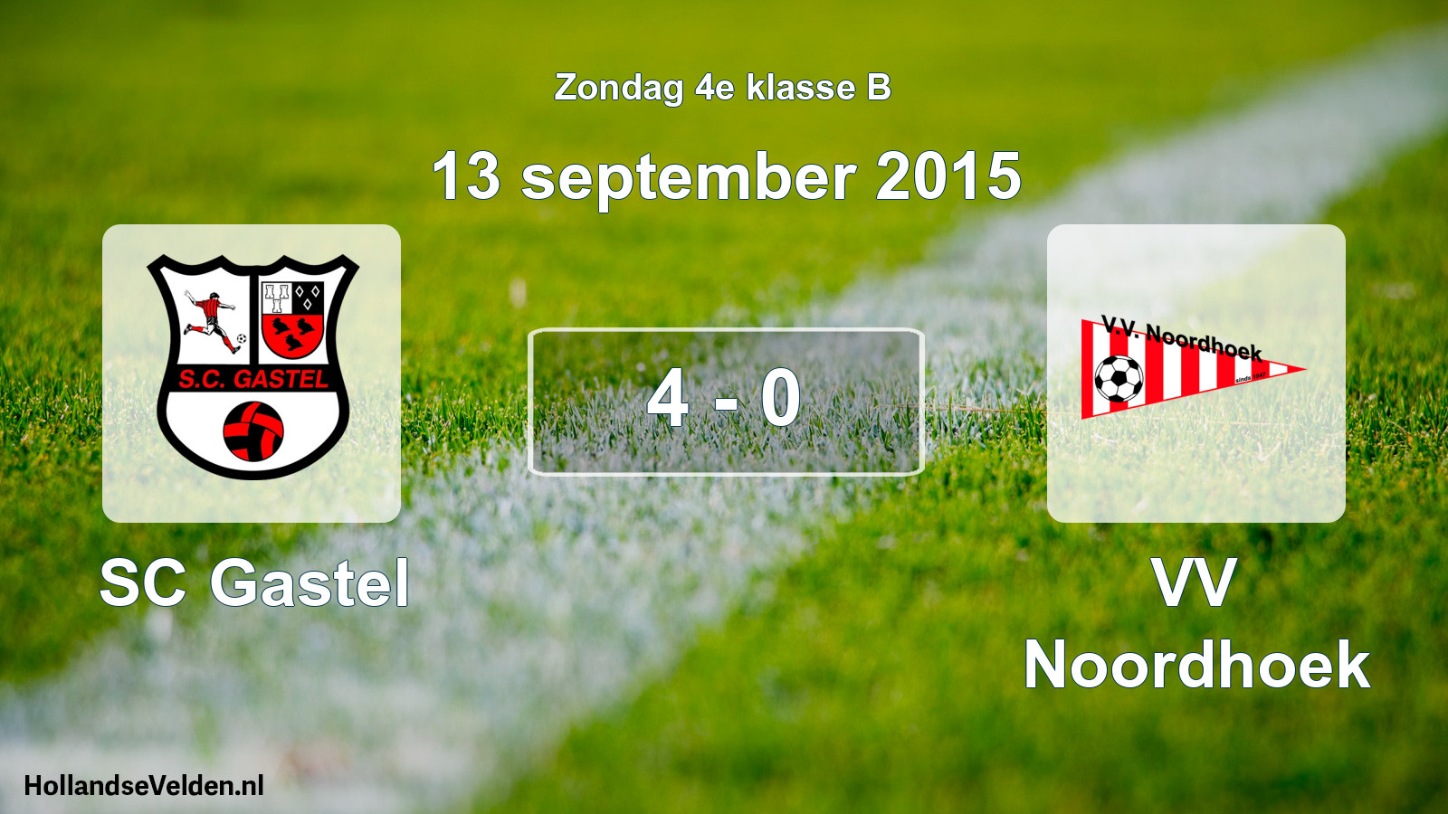 Total number of matches played: SC Gastel - VV Noordhoek 4 - 0 (13 September 2015)