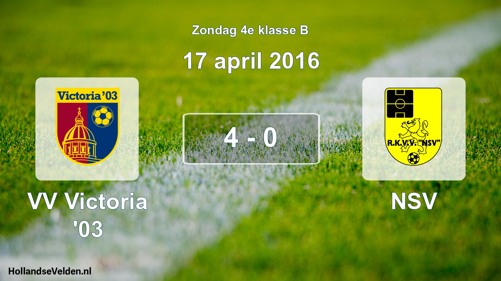 Total number of matches played: VV Victoria '03 - NSV 4 - 0 (17 April 2016)