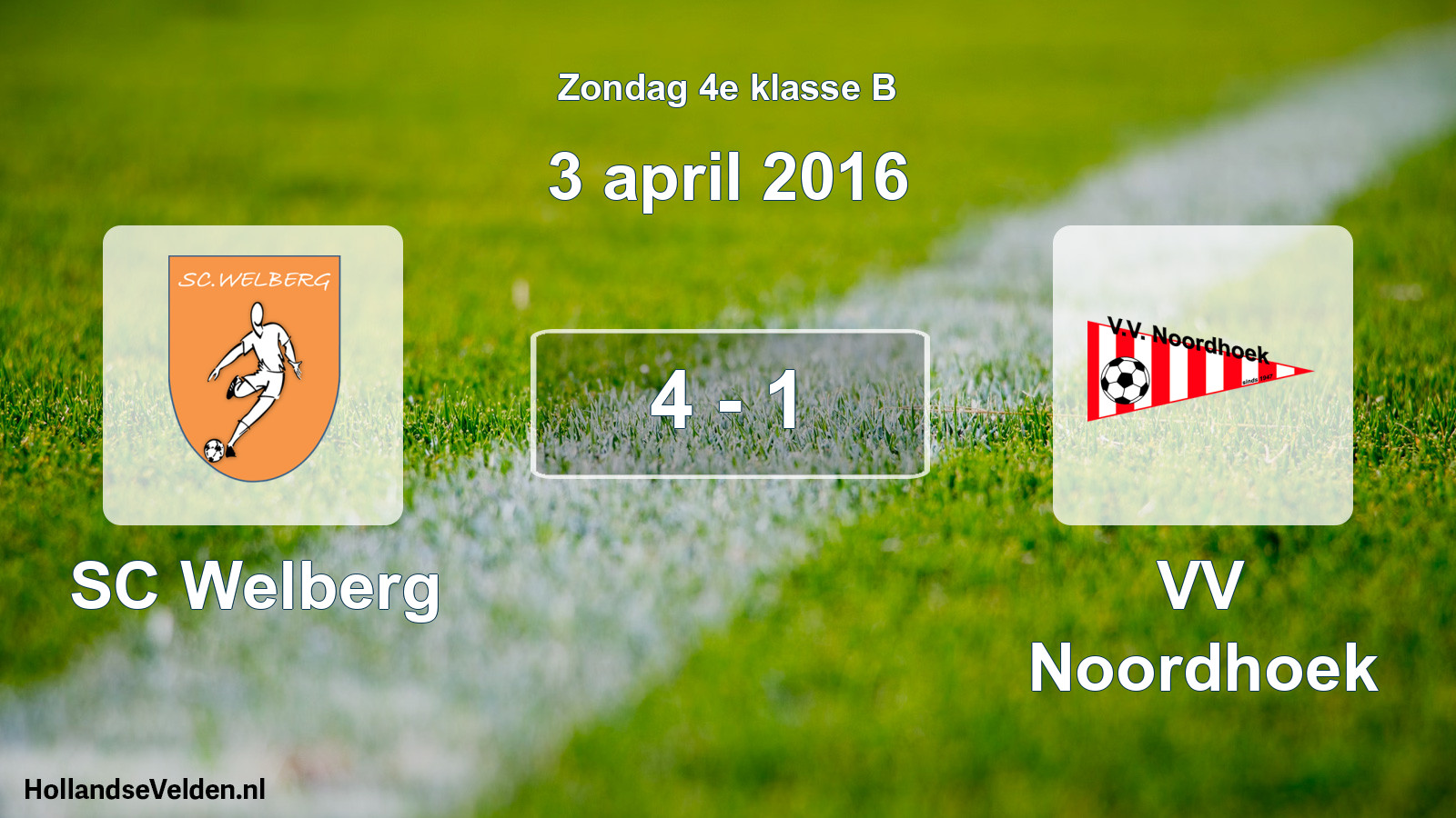 Total number of matches played: SC Welberg - VV Noordhoek 4 - 1 (3 April 2016)