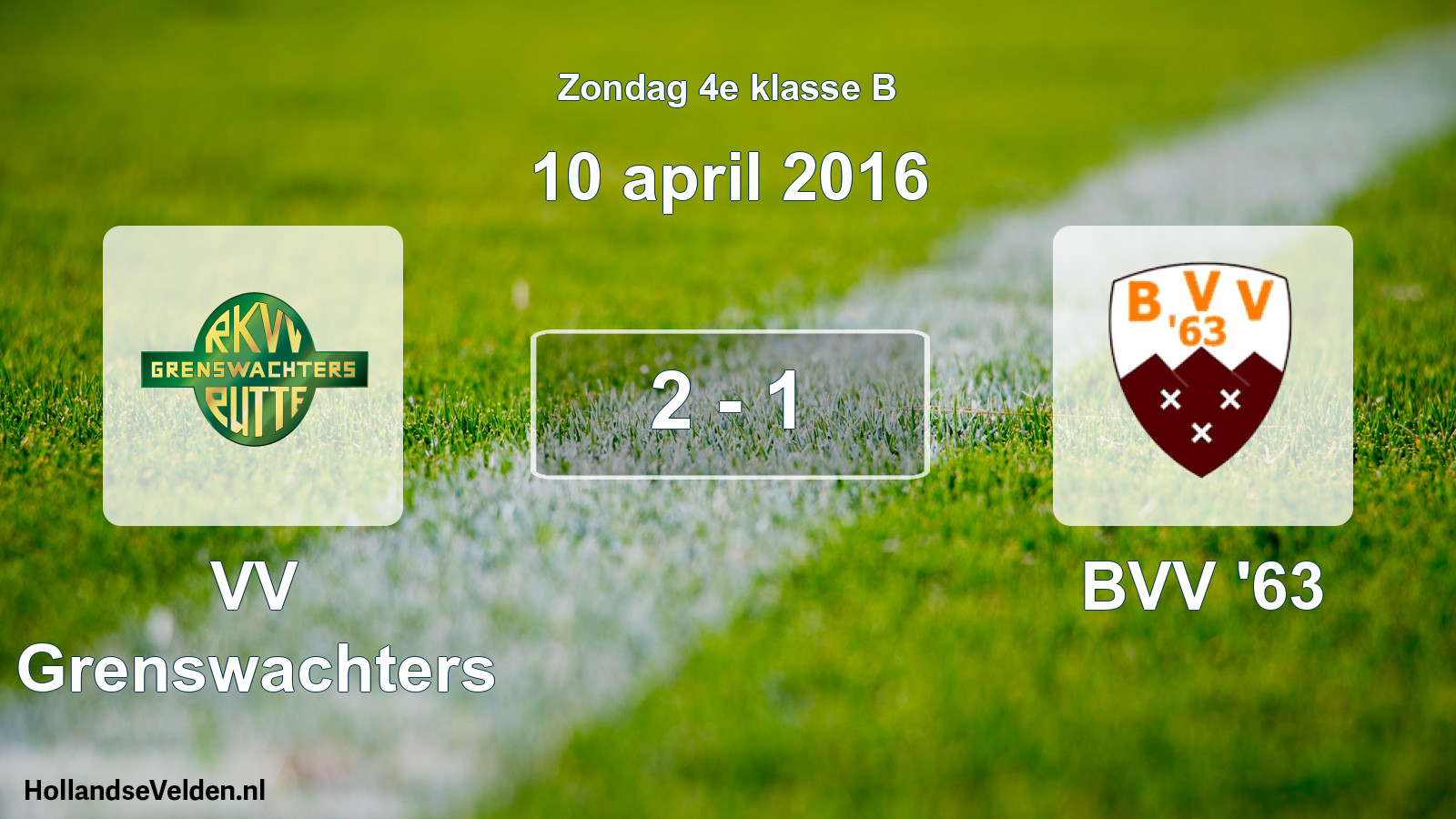 Total number of matches played: VV Grenswachters - BVV '63 2 - 1 (10 April 2016)