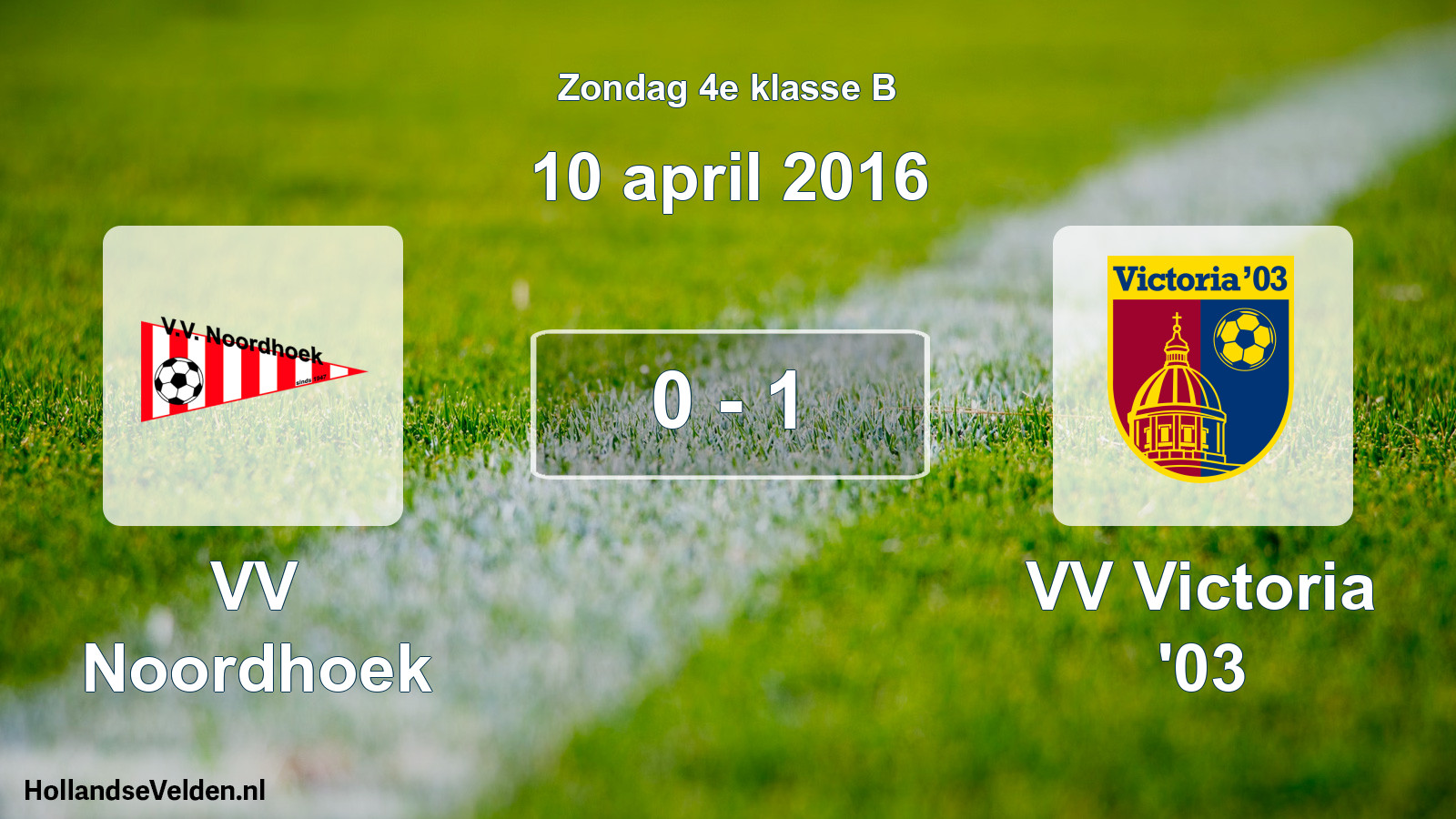 Total number of matches played: VV Noordhoek - VV Victoria '03 0 - 1 (10 April 2016)