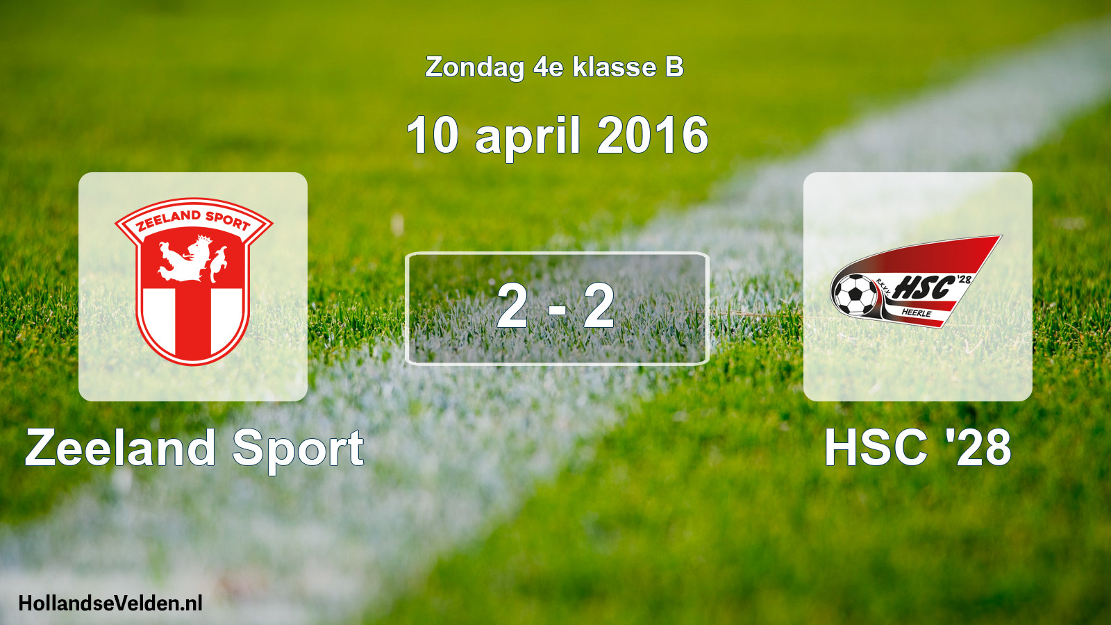 Total number of matches played: Zeeland Sport - HSC '28 2 - 2 (10 April 2016)