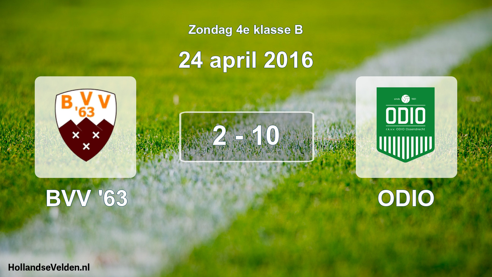 Total number of matches played: BVV '63 - ODIO 2 - 10 (24 April 2016)
