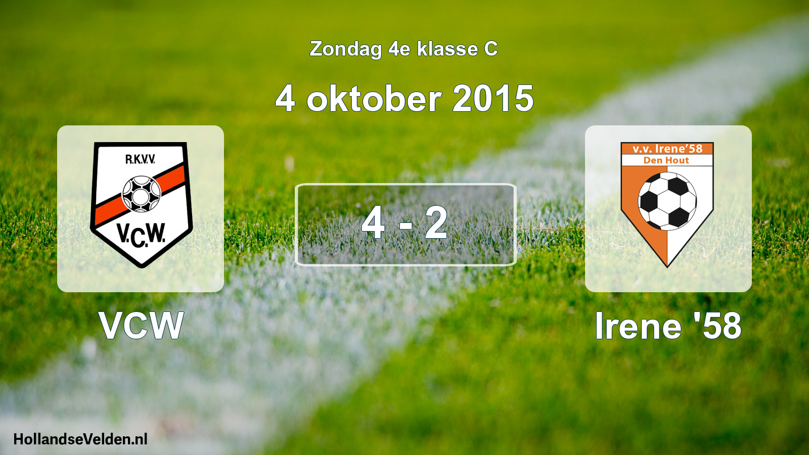 Total number of matches played: VCW - Irene '58 4 - 2 (4 October 2015)
