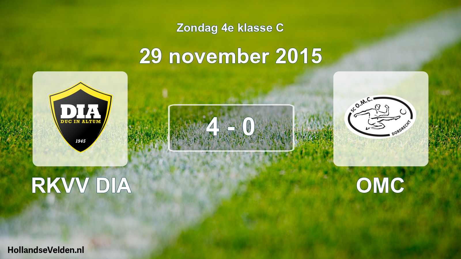 Total number of matches played: RKVV DIA - OMC 4 - 0 (29 November 2015)
