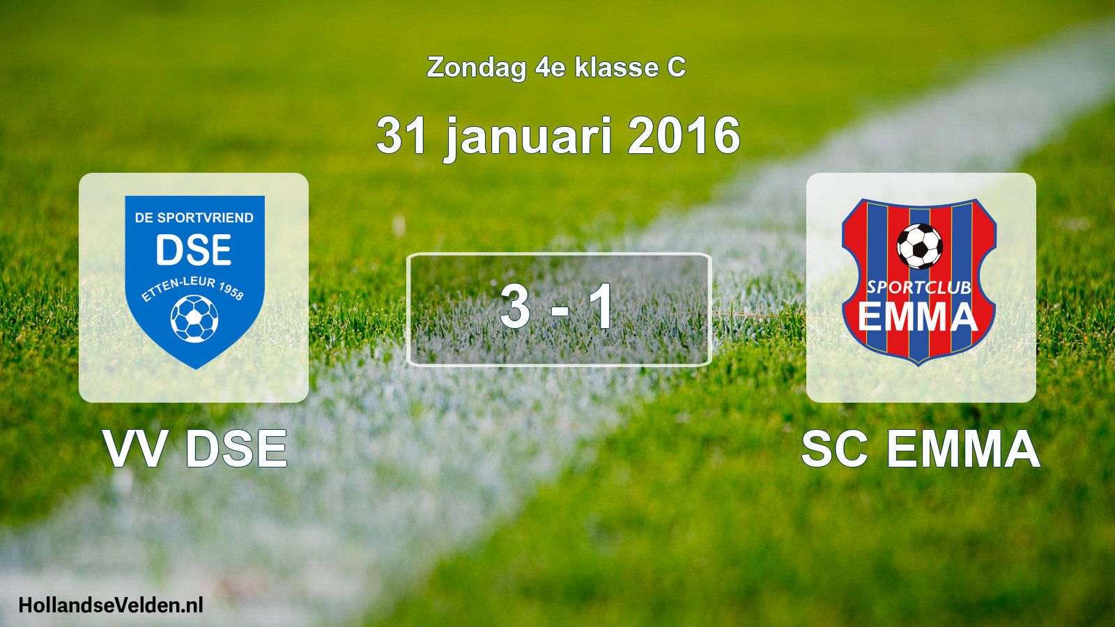 Total number of matches played: VV DSE - SC EMMA 3 - 1 (31 January 2016)