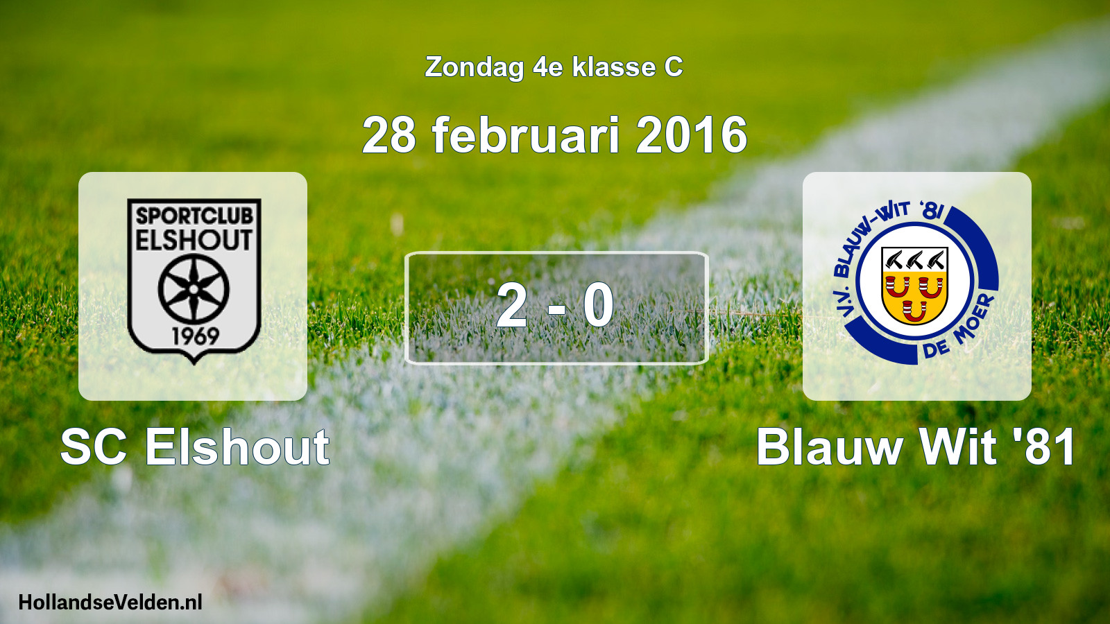 Total number of matches played: SC Elshout - Blauw Wit '81 2 - 0 (28 February 2016)
