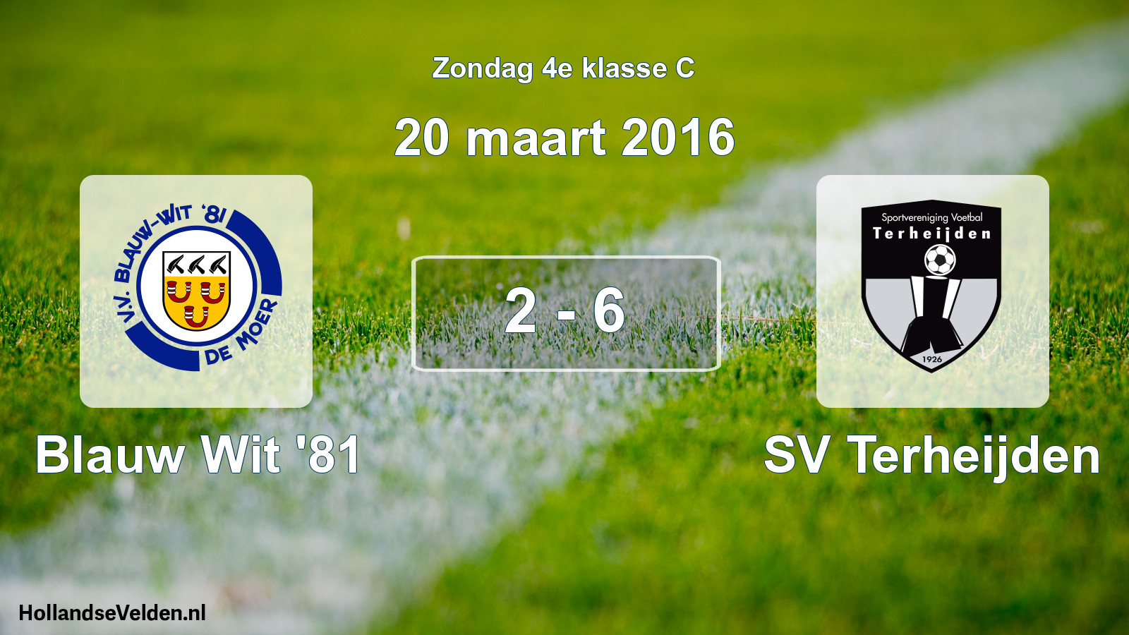 Total number of matches played: Blauw Wit '81 - SV Terheijden 2 - 6 (20 March 2016)