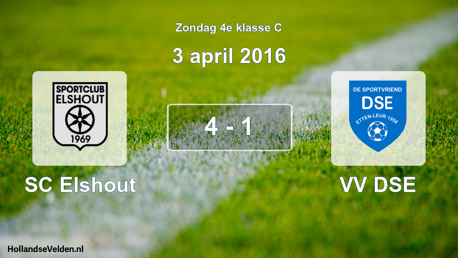 Total number of matches played: SC Elshout - VV DSE 4 - 1 (3 April 2016)