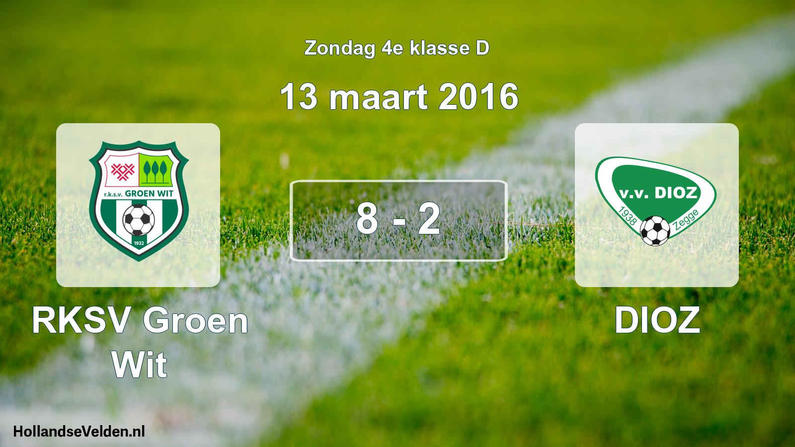 Total number of matches played: RKSV Groen Wit - DIOZ 8 - 2 (13 March 2016)