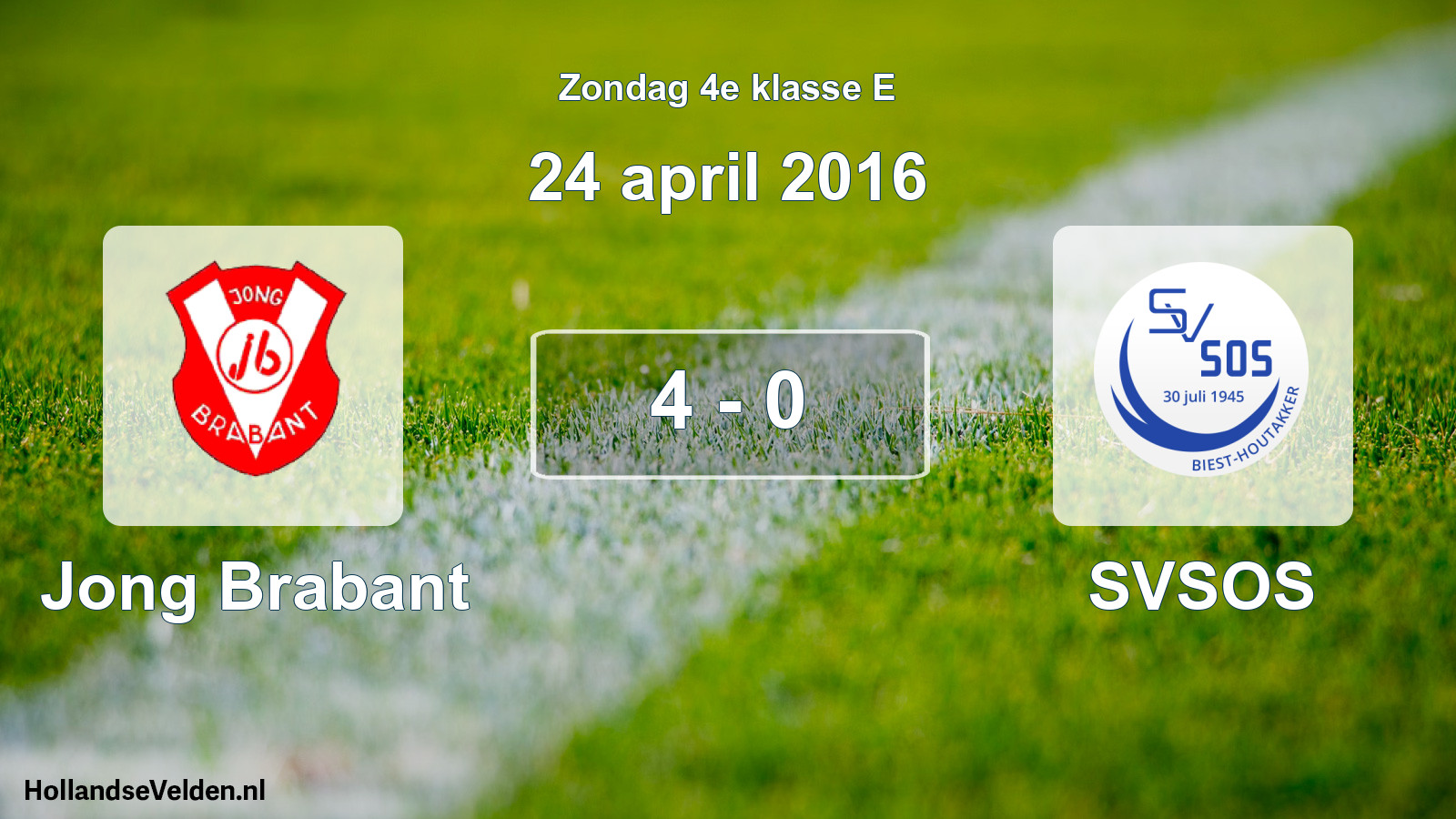 Total number of matches played: Jong Brabant - SVSOS 4 - 0 (24 April 2016)
