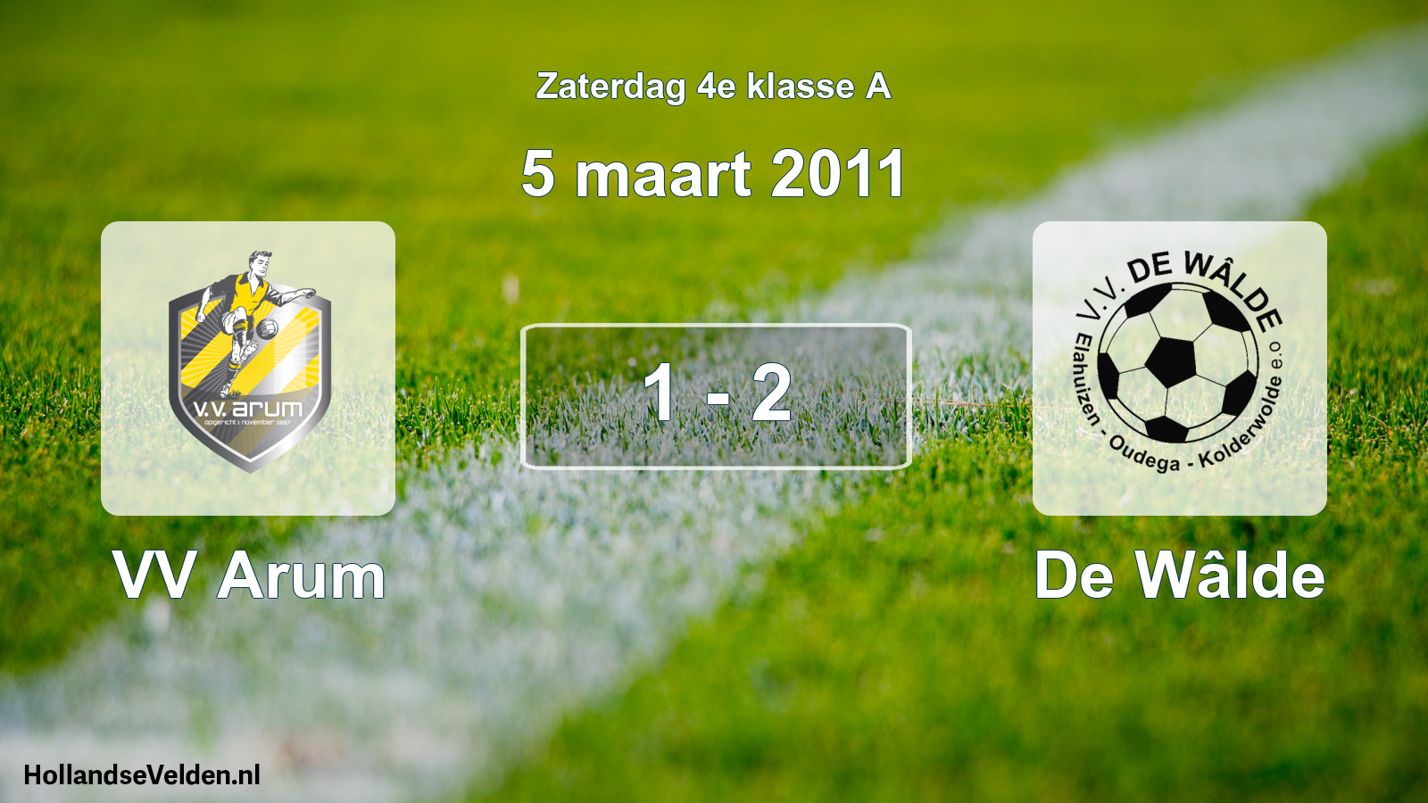 Total number of matches played: VV Arum - De Wâlde 1 - 2 (5 March 2011)