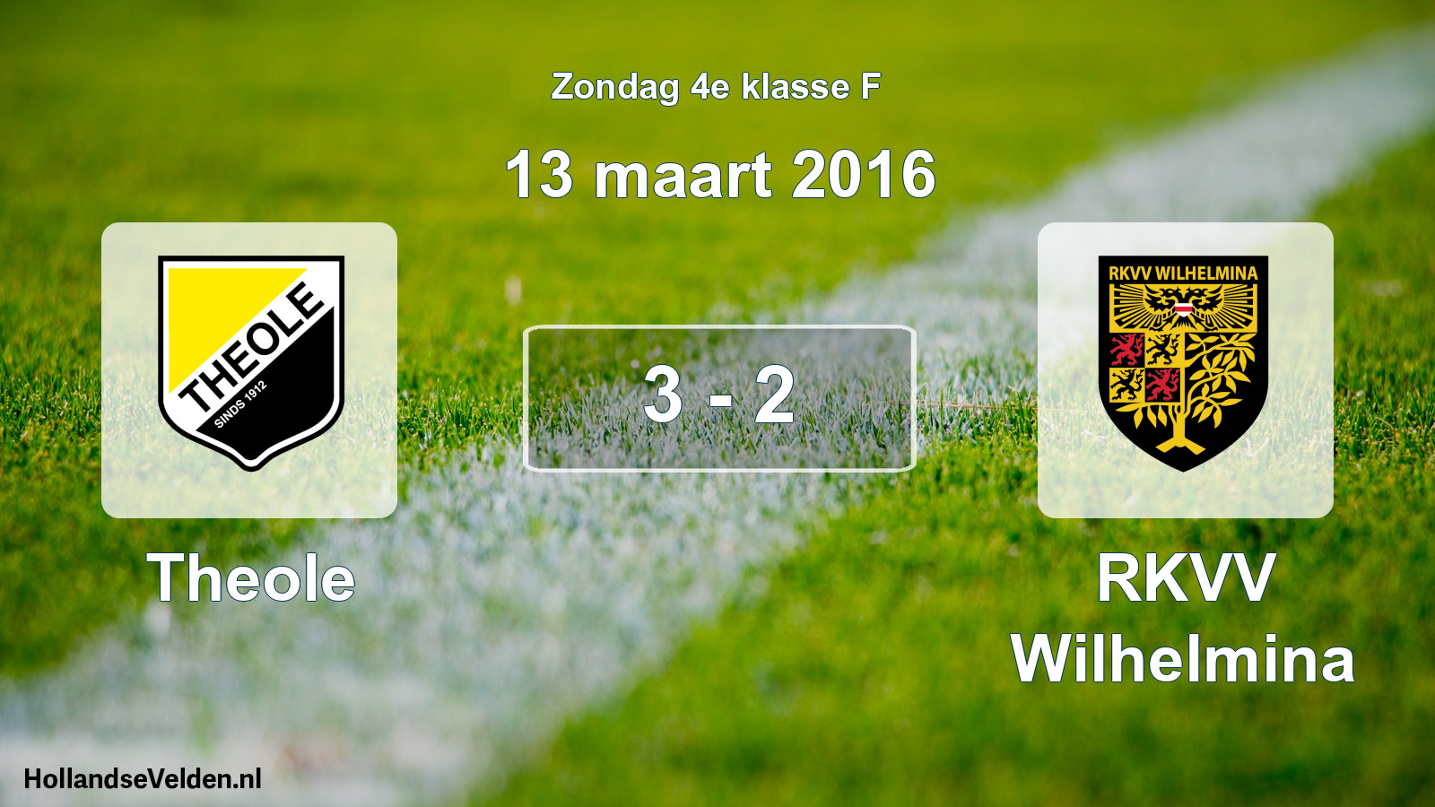 Total number of matches played: Theole - RKVV Wilhelmina 3 - 2 (13 March 2016)