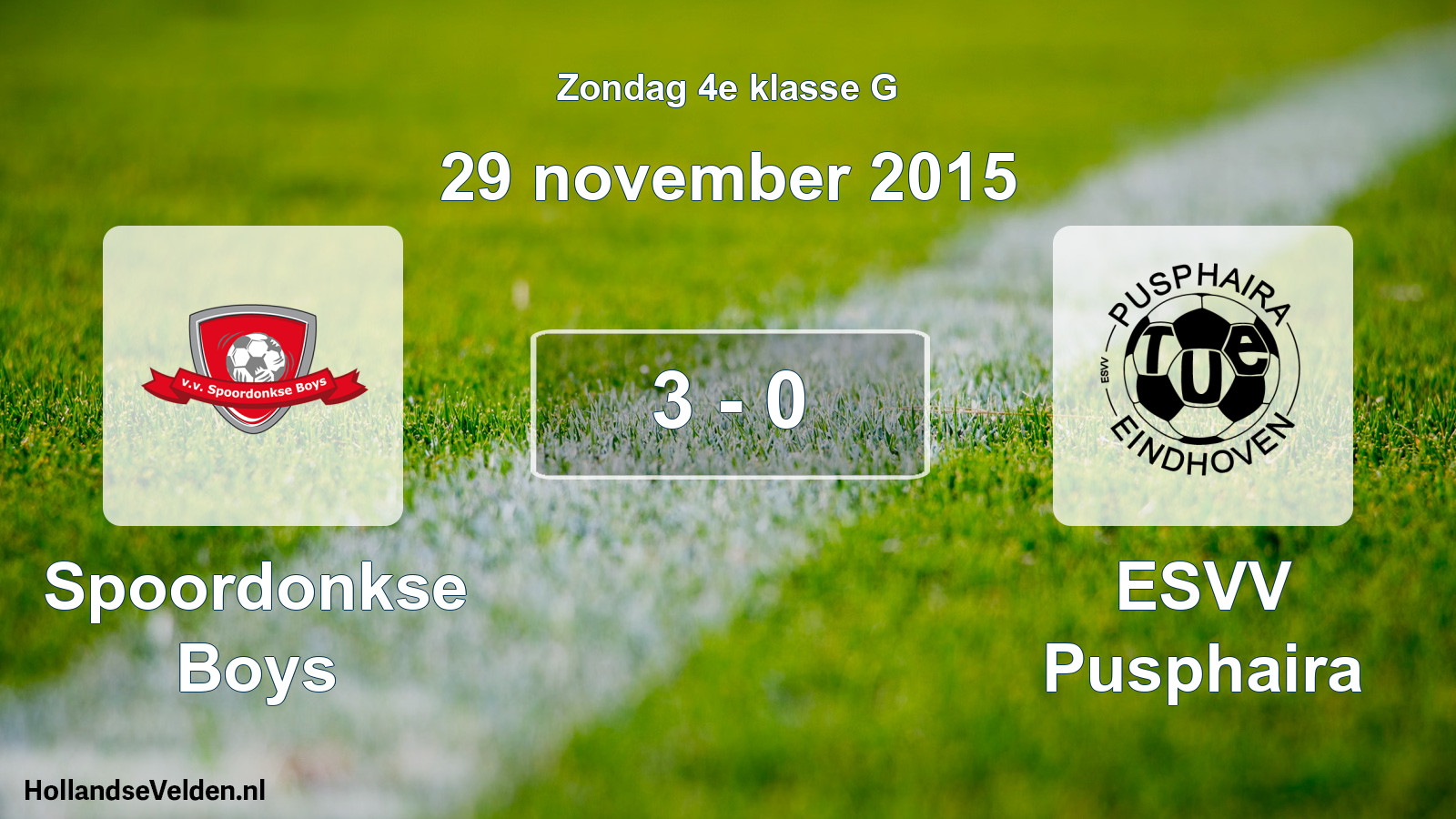 Total number of matches played: Spoordonkse Boys - ESVV Pusphaira 3 - 0 (29 November 2015)