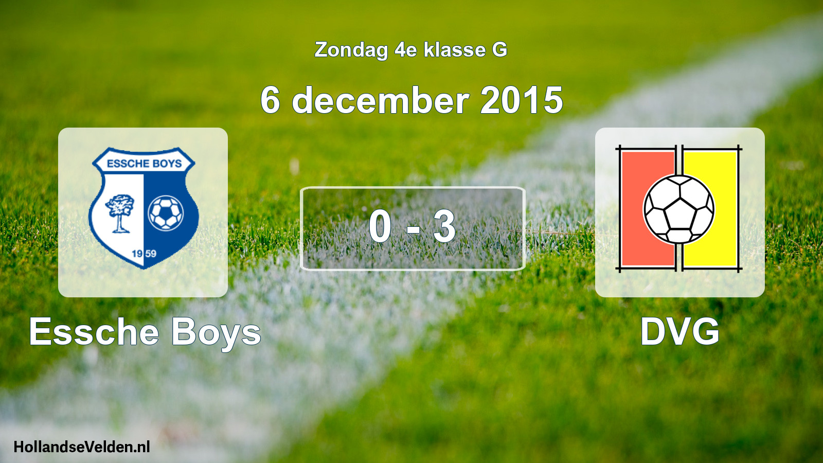 Total number of matches played: Essche Boys - DVG 0 - 3 (6 December 2015)