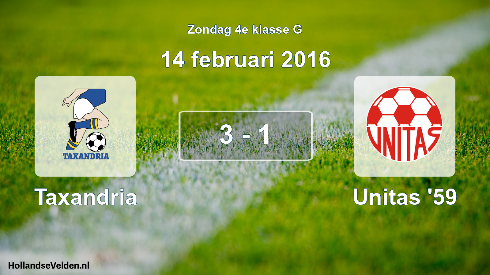 Total number of matches played: Taxandria - Unitas '59 3 - 1 (14 February 2016)
