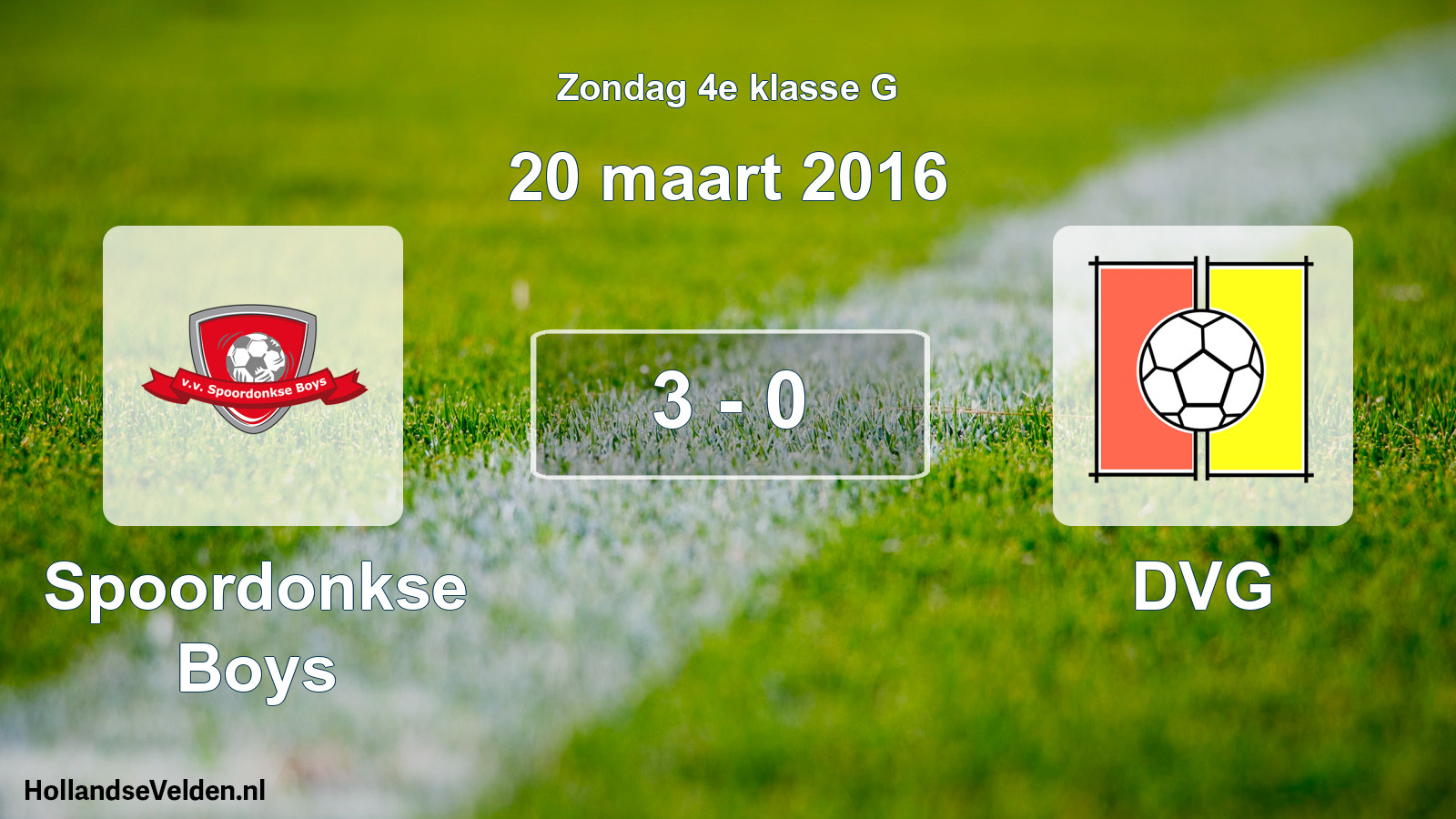 Total number of matches played: Spoordonkse Boys - DVG 3 - 0 (20 March 2016)