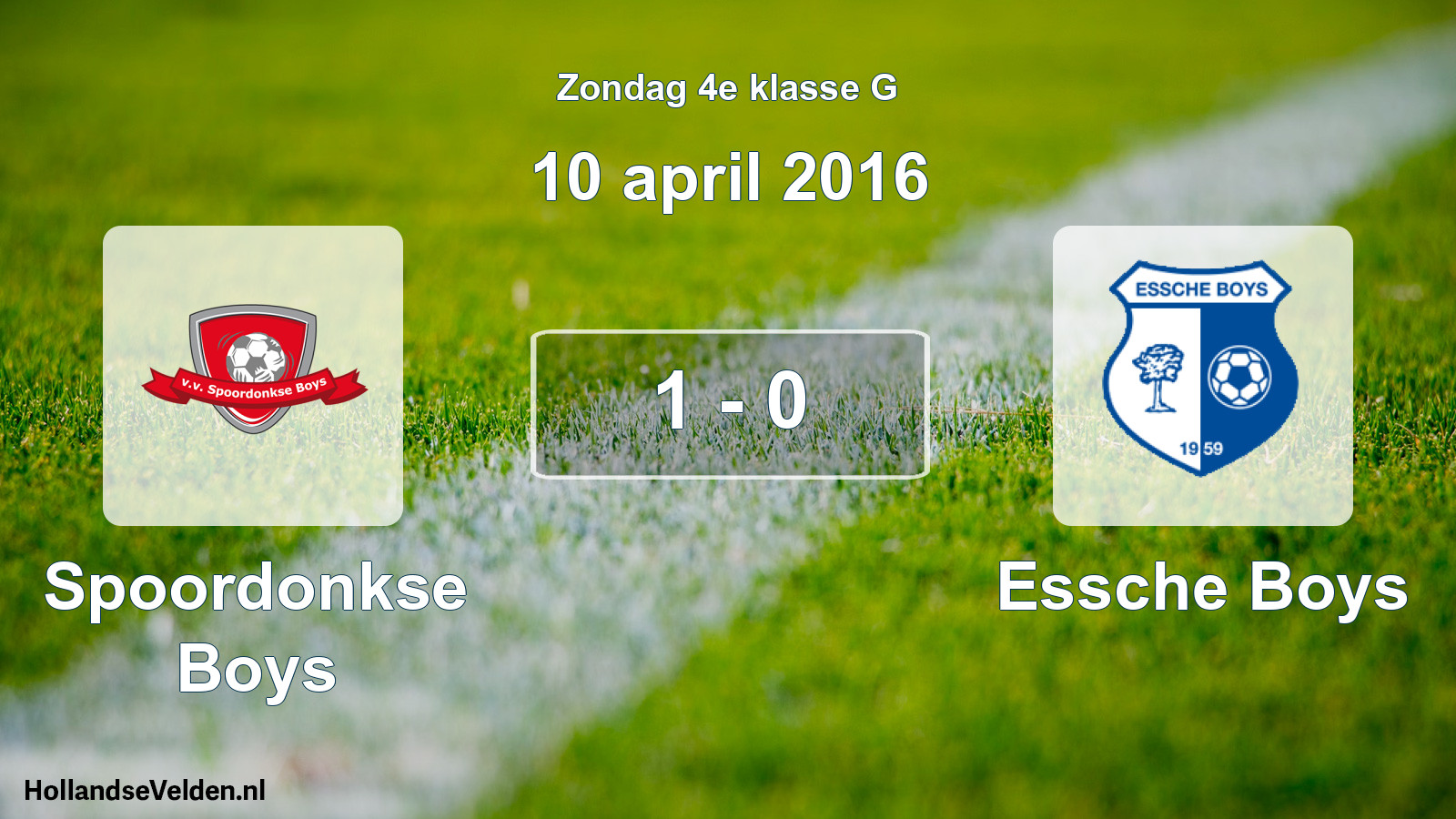Total number of matches played: Spoordonkse Boys - Essche Boys 1 - 0 (10 April 2016)