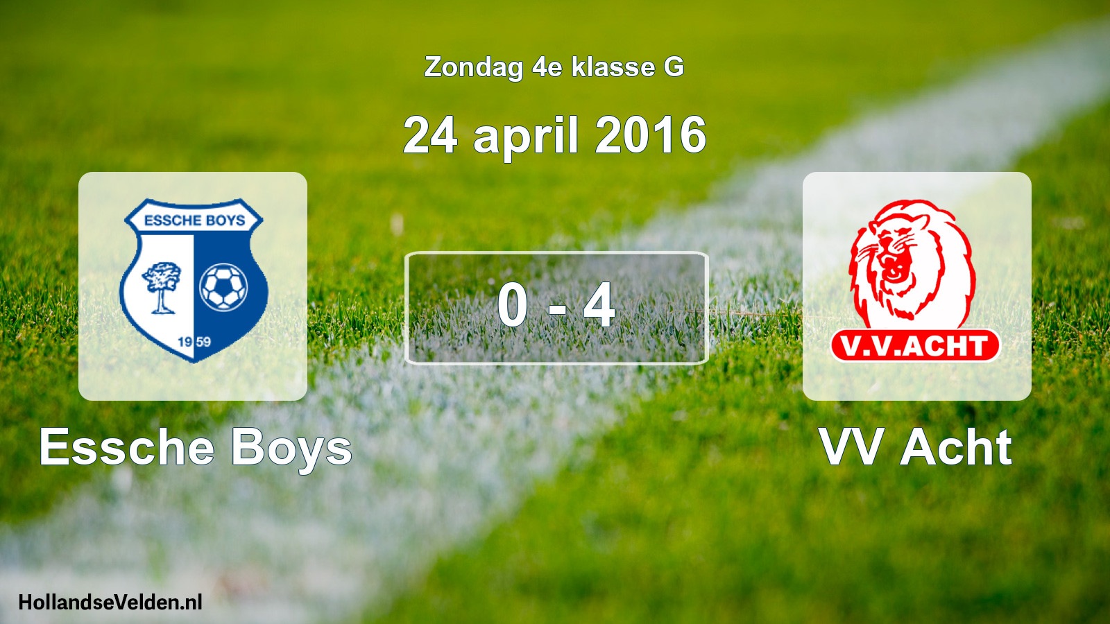 Total number of matches played: Essche Boys - VV Acht 0 - 4 (24 April 2016)