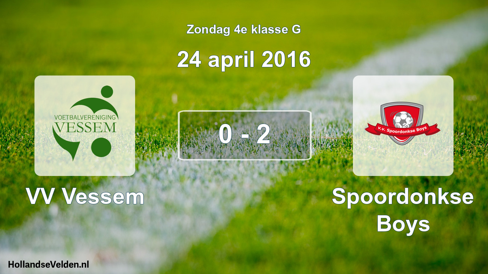 Total number of matches played: VV Vessem - Spoordonkse Boys 0 - 2 (24 April 2016)