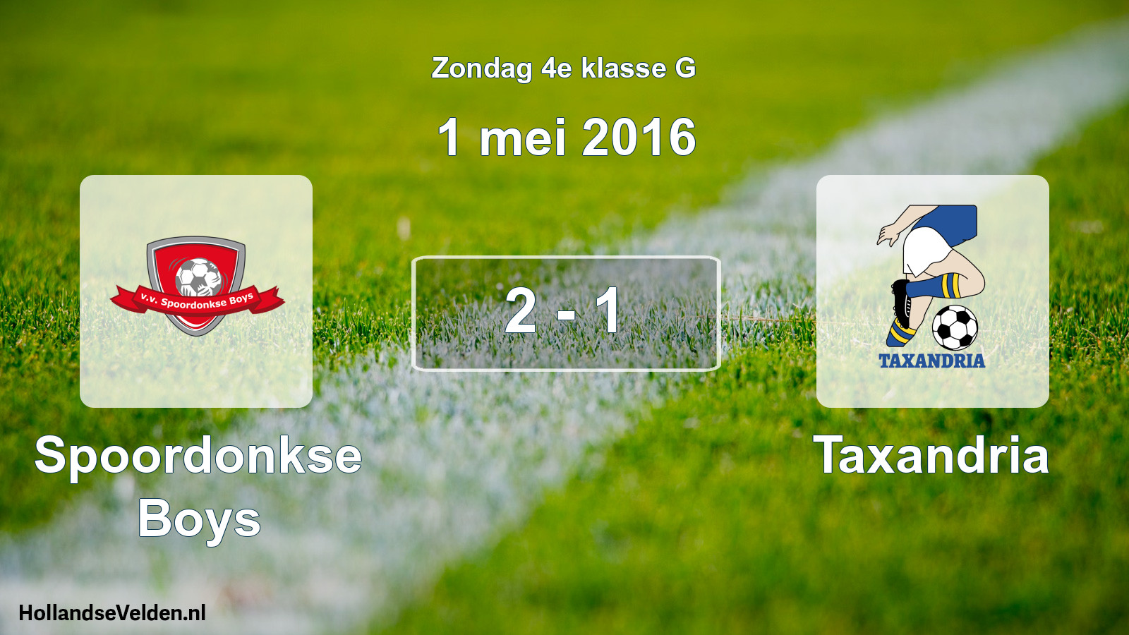 Total number of matches played: Spoordonkse Boys - Taxandria 2 - 1 (1 May 2016)