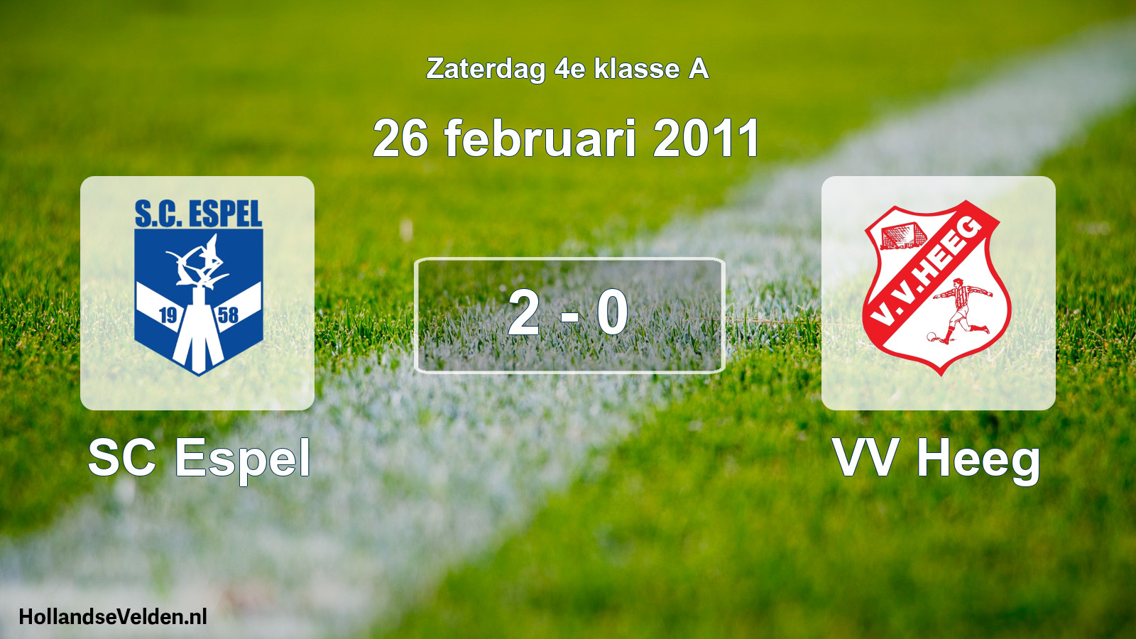 Total number of matches played: SC Espel - VV Heeg 2 - 0 (26 February 2011)