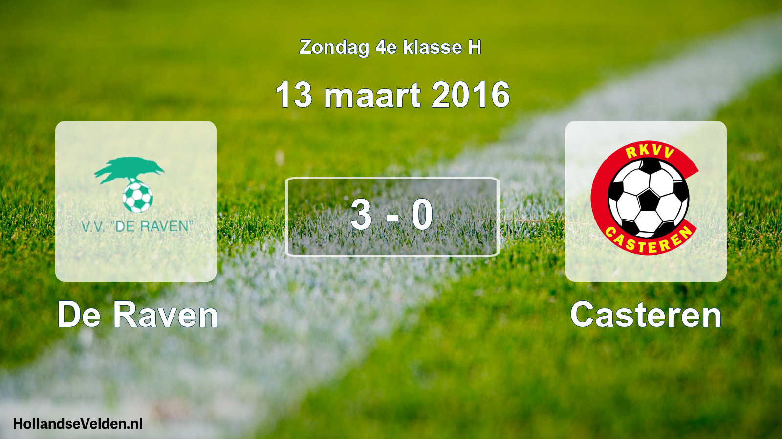 Total number of matches played: De Raven - Casteren 3 - 0 (13 March 2016)