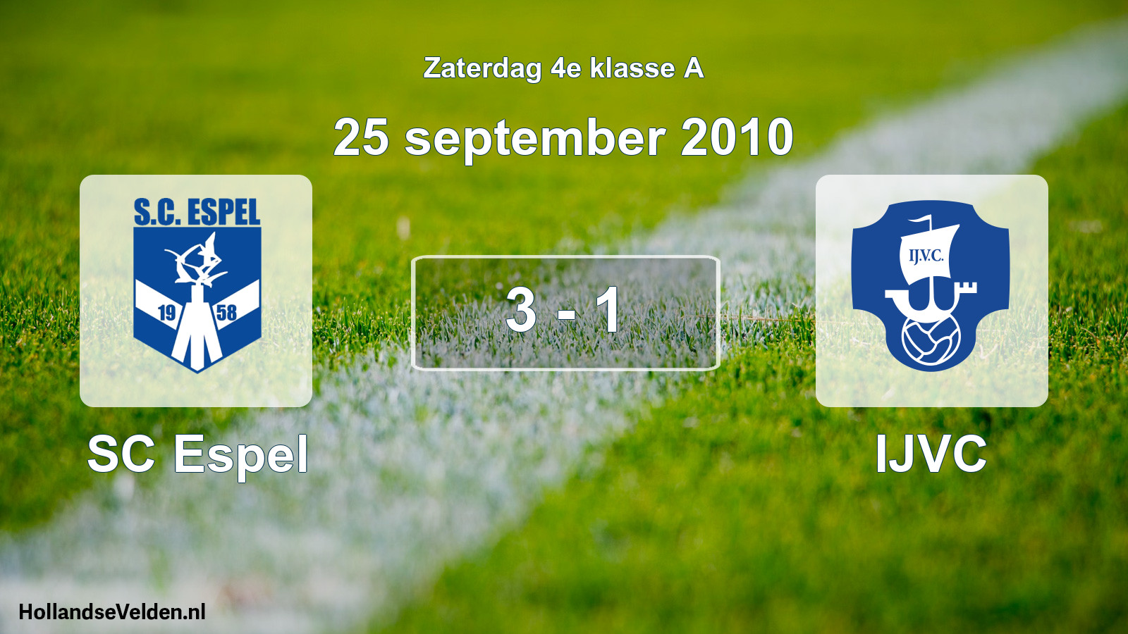 Total number of matches played: SC Espel - IJVC 3 - 1 (25 September 2010)