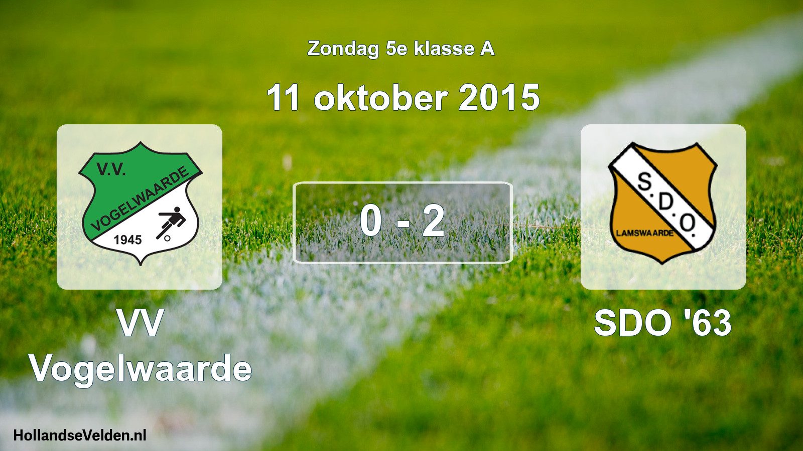 Total number of matches played: VV Vogelwaarde - SDO '63 0 - 2 (11 October 2015)