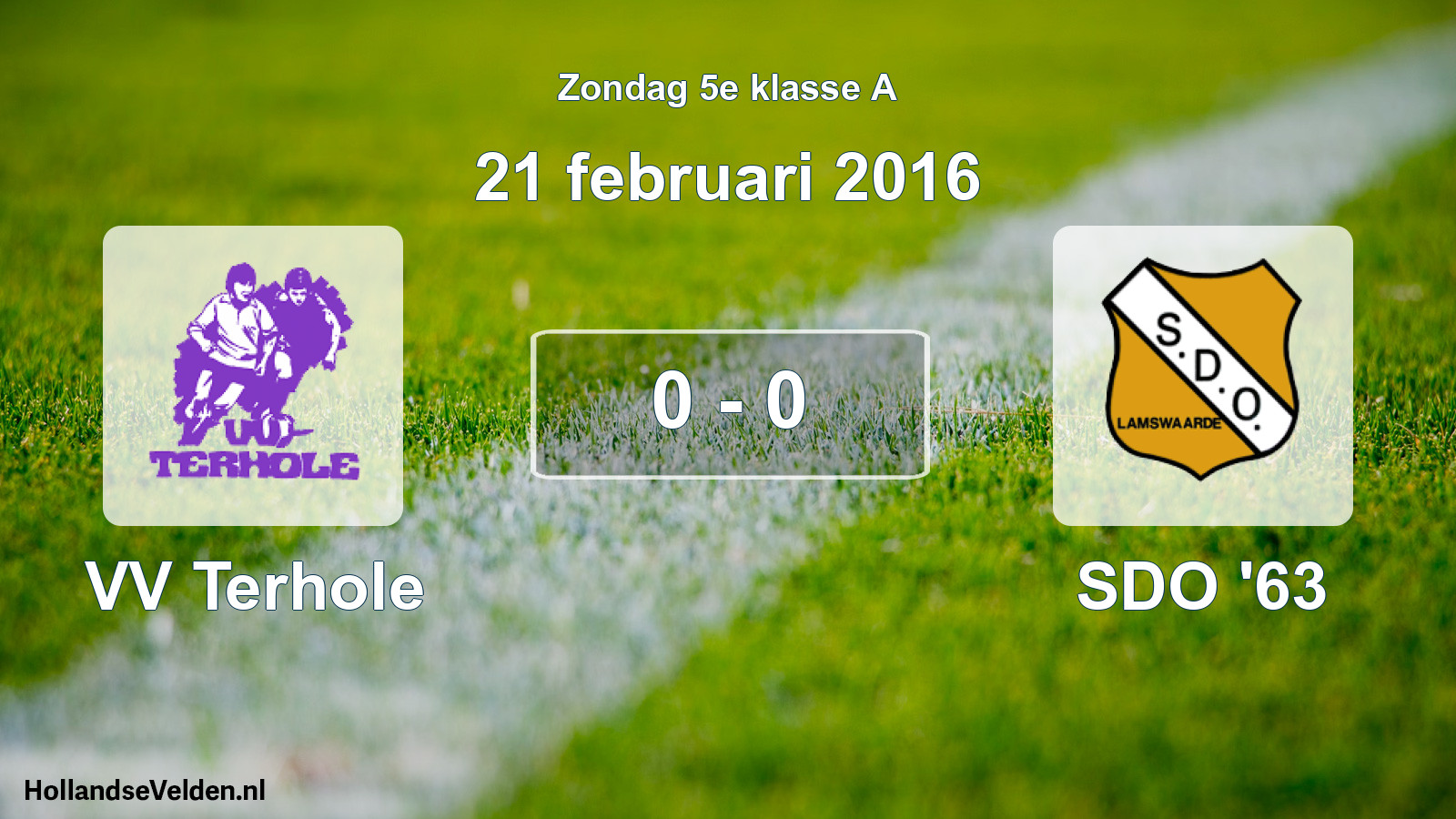Total number of matches played: VV Terhole - SDO '63 0 - 0 (21 February 2016)