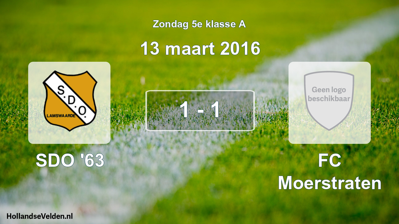 Total number of matches played: SDO '63 - FC Moerstraten 1 - 1 (13 March 2016)