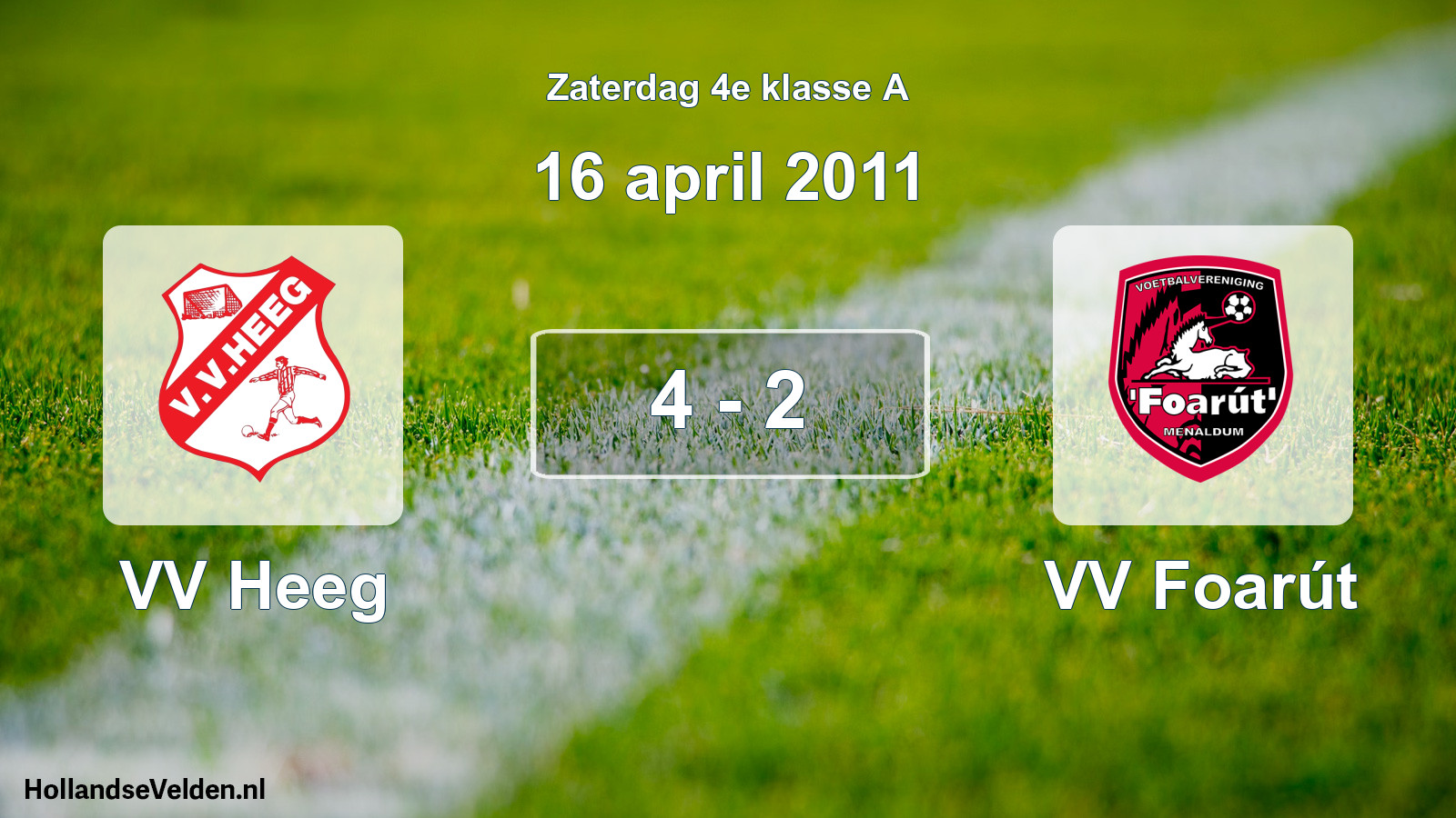 Total number of matches played: VV Heeg - VV Foarút 4 - 2 (16 April 2011)