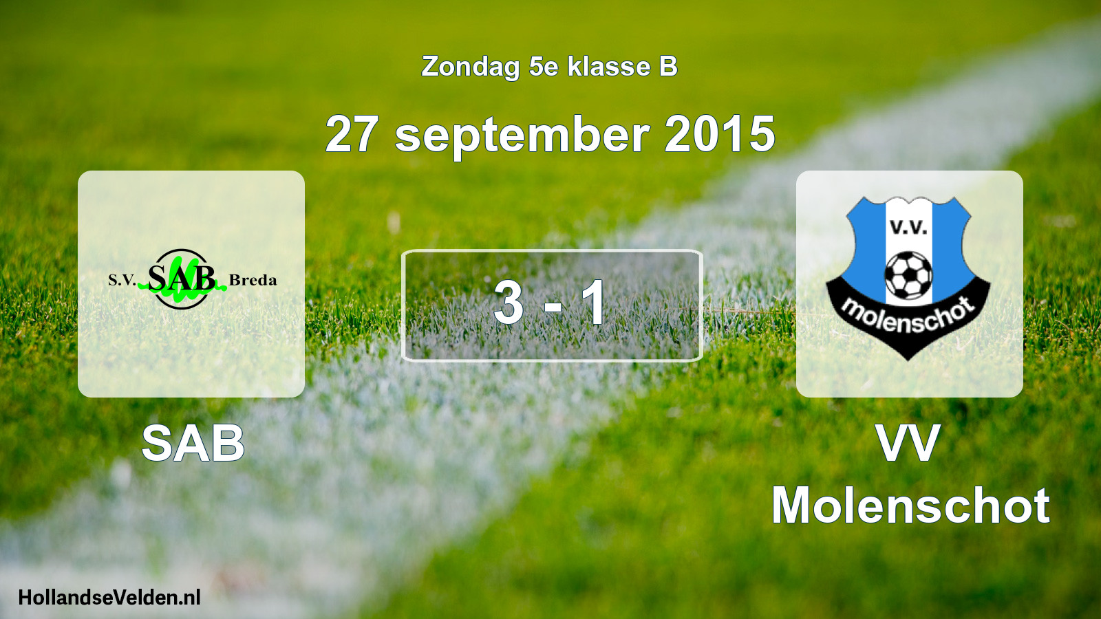 Total number of matches played: SAB - VV Molenschot 3 - 1 (27 September 2015)